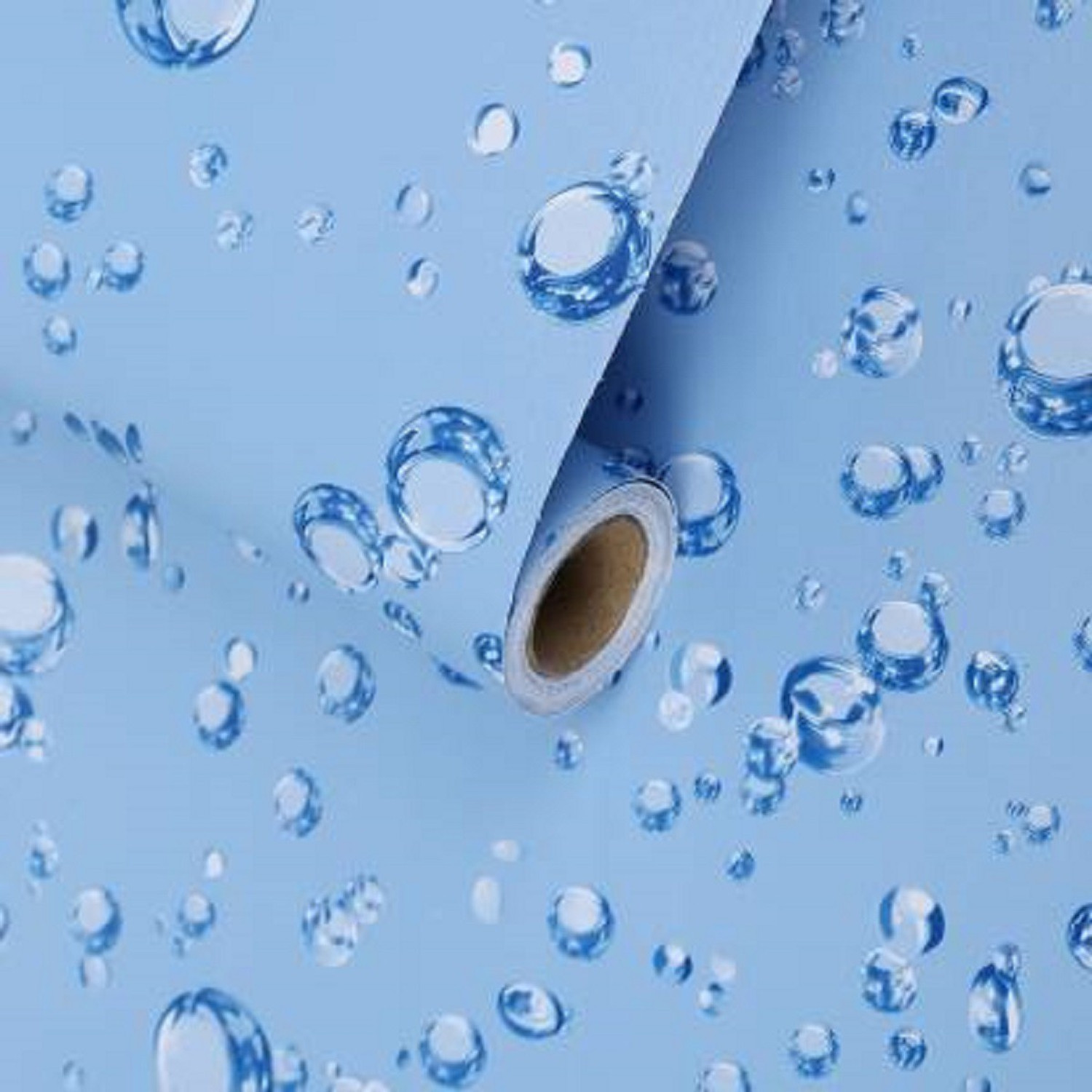 Image of VUFII 500 cm x 40 cm Waterproof Abstract Vinyl Wallpaper (Blue, Pack of 2)