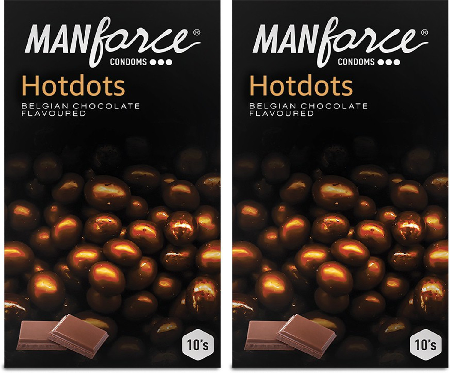 Image of MANFORCE Premium Hotdots Belgian Chocolate Condoms with Bigger Dots - 10s (Pack of 2) Condom (Set of 2, 20 Sheets)