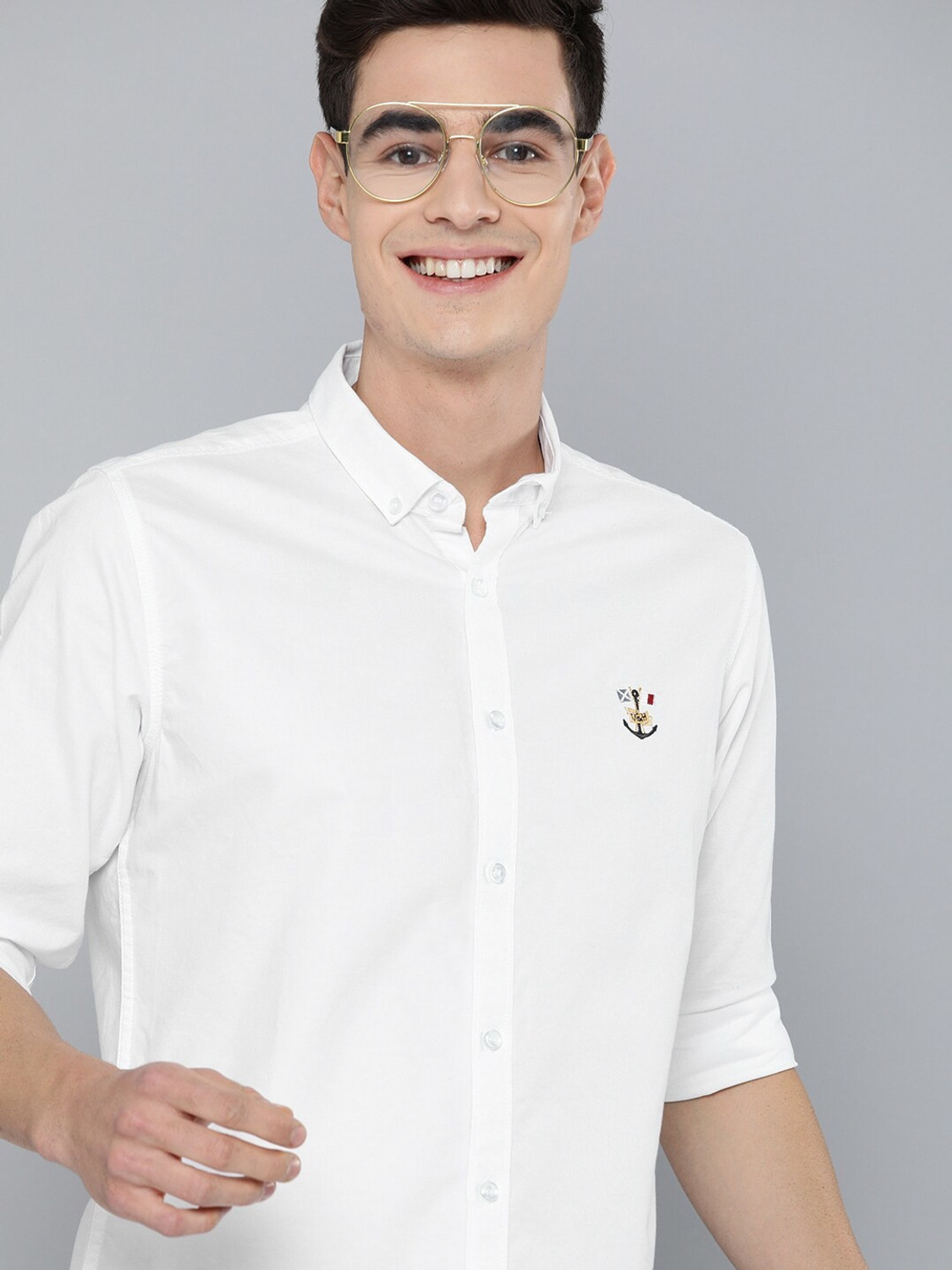 Image of Mast & Harbour Men Regular Fit Solid Button Down Collar Casual Shirt