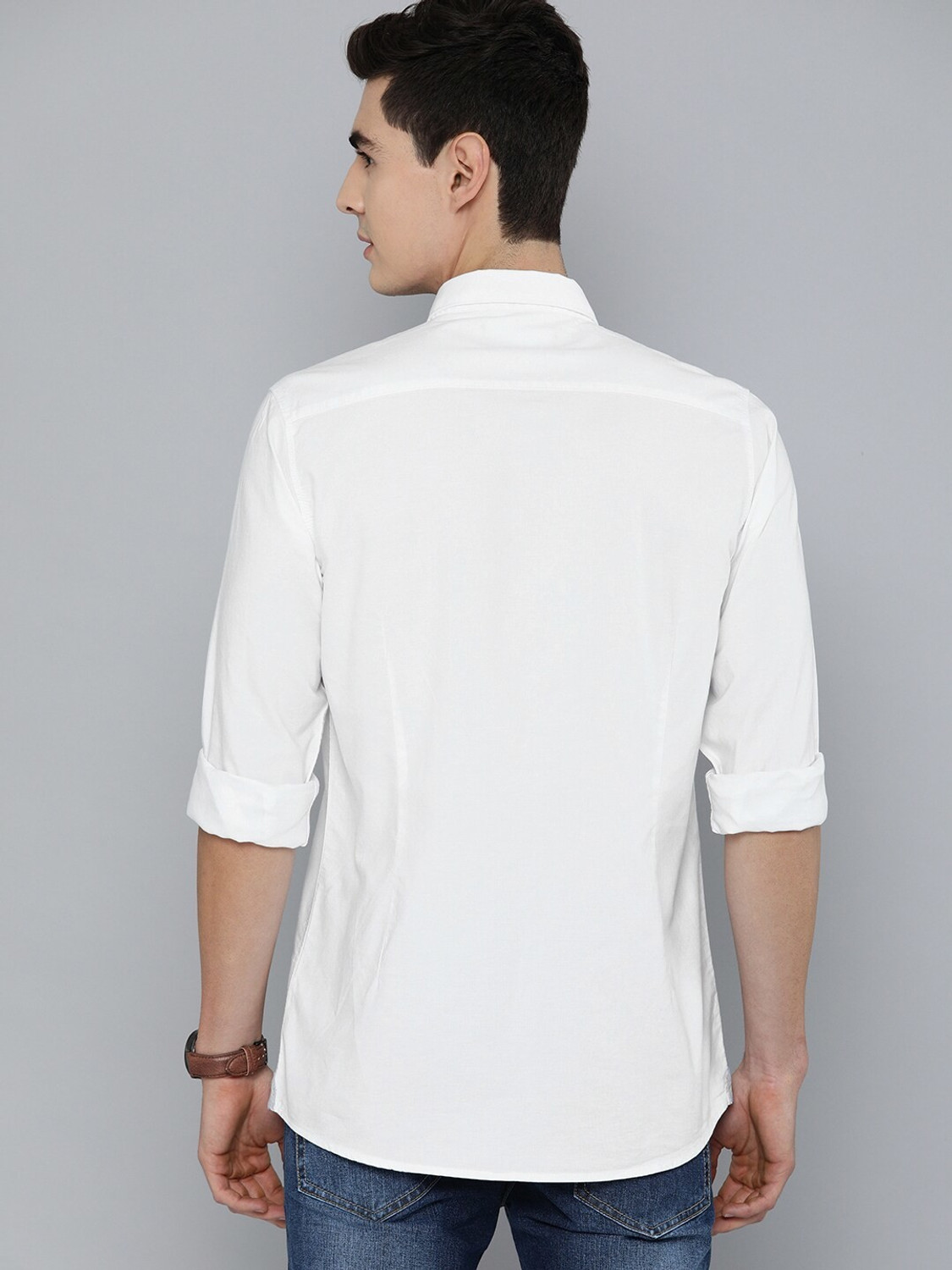 Image of Mast & Harbour Men Regular Fit Solid Button Down Collar Casual Shirt