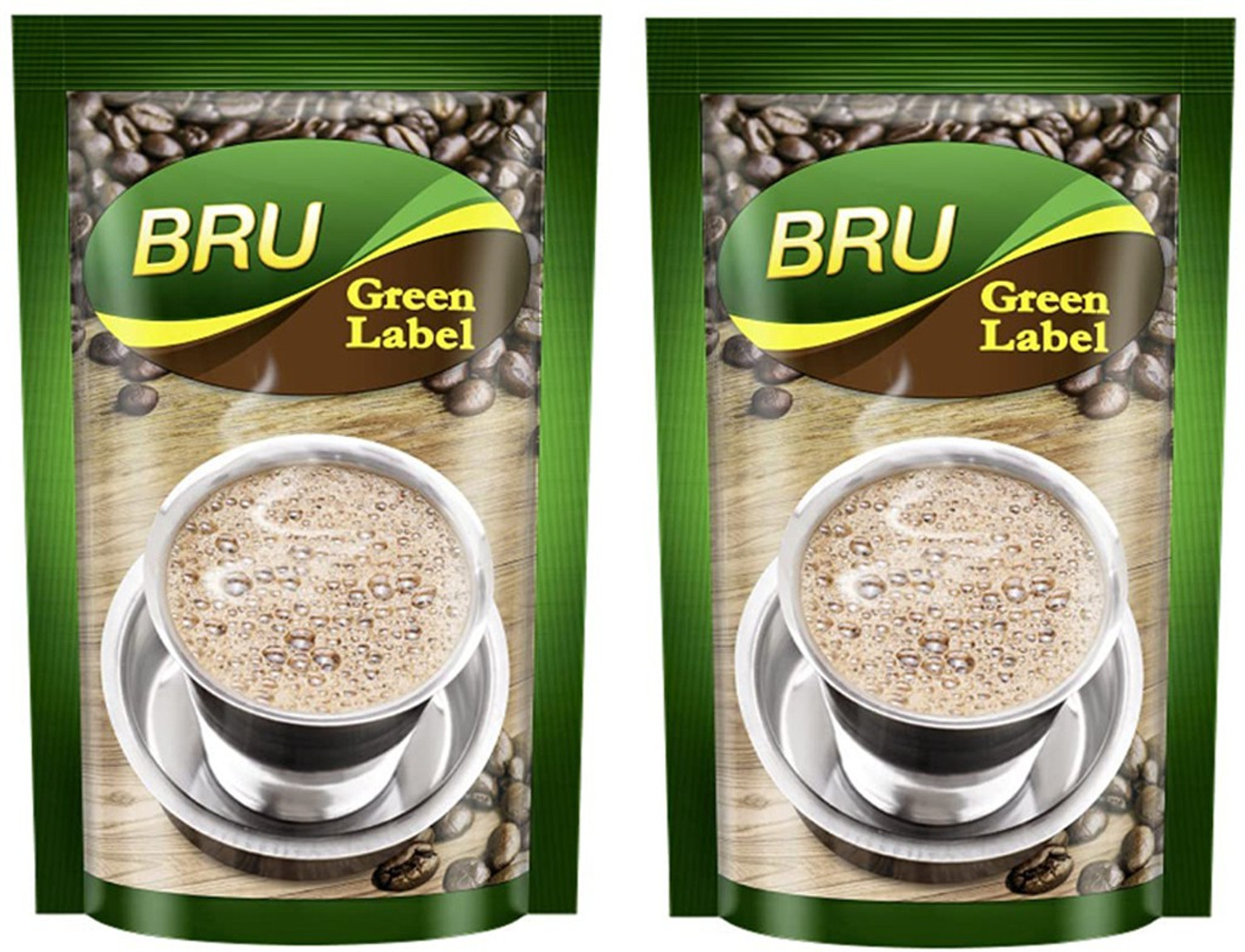 Image of BRU GREEN LABLE FILTER COFFEE PACK OF 2 Filter Coffee (2 x 0.5 kg, Chicory Flavoured)