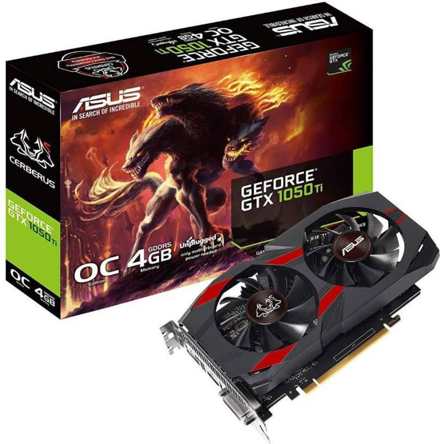 Image of ASUS GeForce GTX 1050Ti 4GB OC Edition GDDR5 Gaming Graphics Card GDDR5 4 GB NVIDIA Chipset 128 bit 1341 MHz Graphics Card