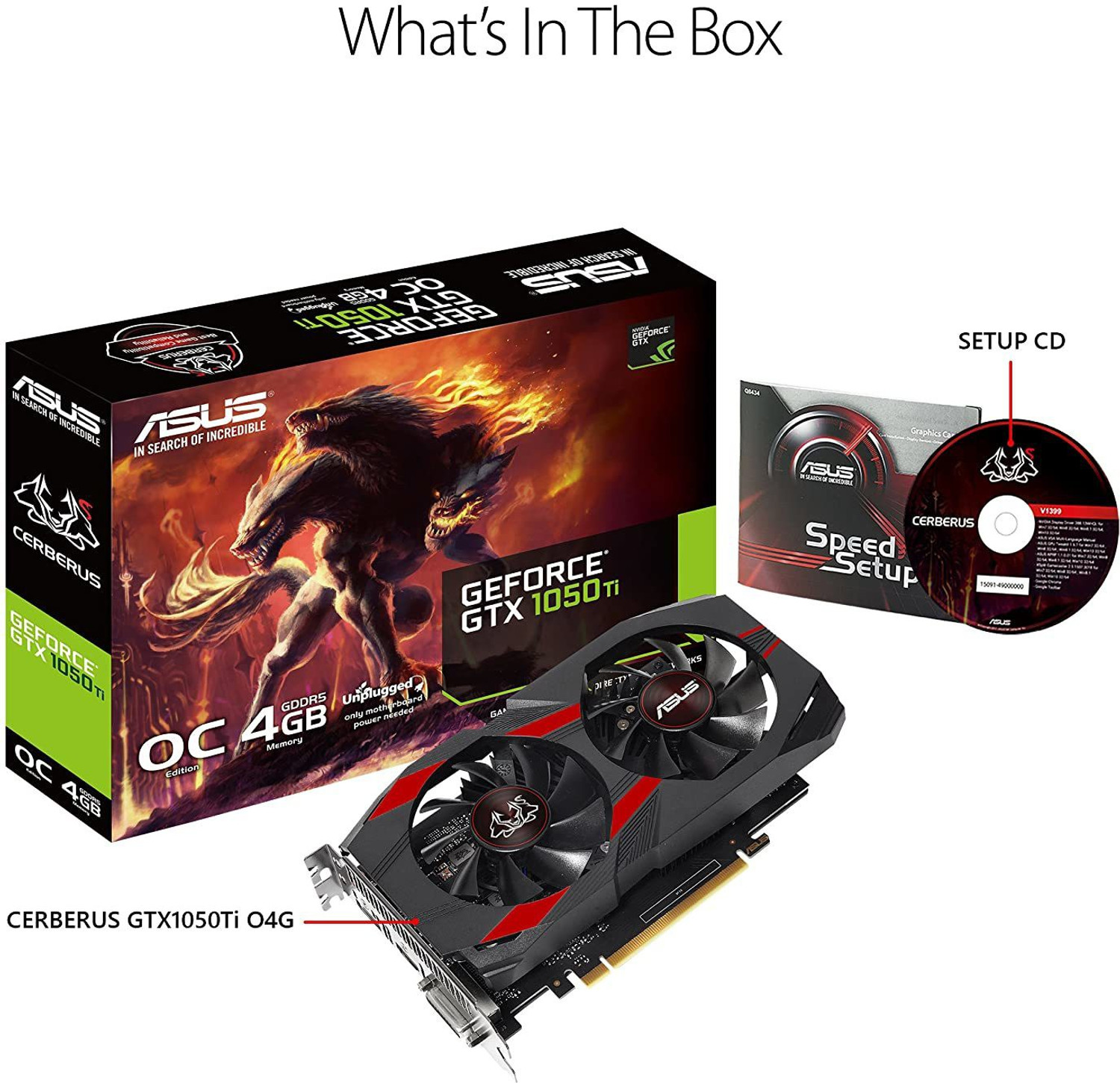 Image of ASUS GeForce GTX 1050Ti 4GB OC Edition GDDR5 Gaming Graphics Card GDDR5 4 GB NVIDIA Chipset 128 bit 1341 MHz Graphics Card