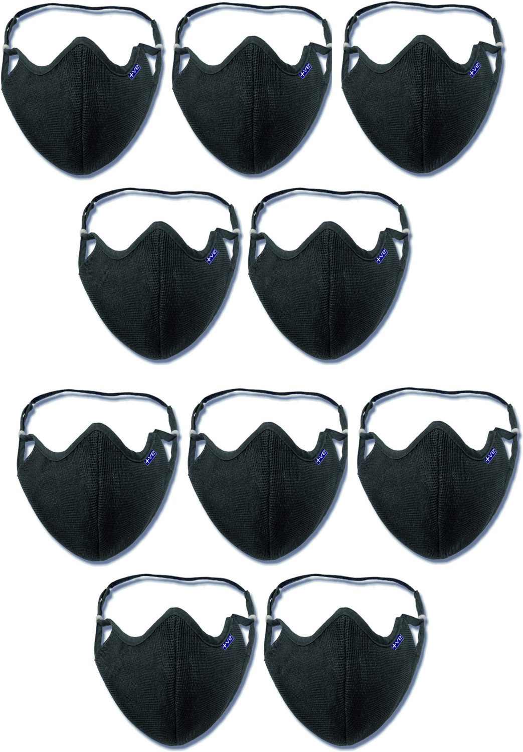 Image of Posi+ve N99 Reusable Face Mask. 99% FOG FREE, 99.80% BFE, Easy Breathing & Sweat absorption, Clear Vision, Soft on Ears, Certified & Compliant by: CE, ISO, GMP, FDA & WHO N99 Washable (Black, Free Size, Pack of 10)