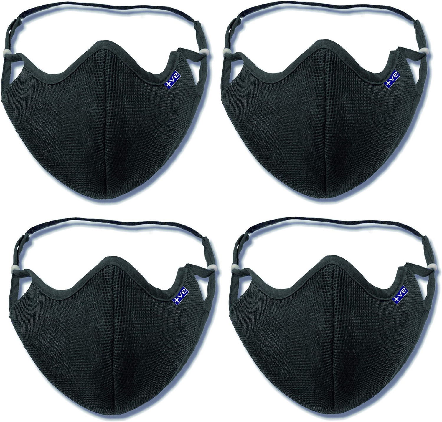 Image of Posi+ve N99 Reusable Face Mask. 99% FOG FREE, 99.80% BFE, Easy Breathing & Sweat absorption, Clear Vision, Soft on Ears, Certified & Compliant by: CE, ISO, GMP, FDA & WHO N99 Washable (Black, Free Size, Pack of 4)