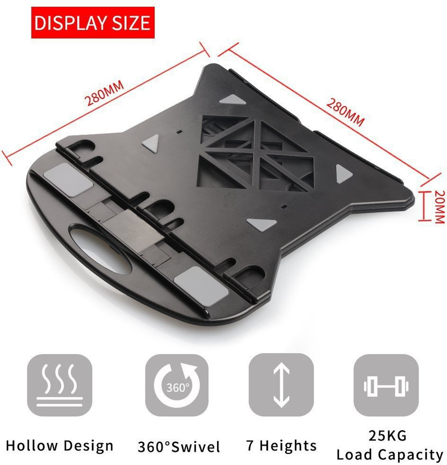 Image of Ampito Adjustable Laptop Stand Patented Riser Ventilated Portable Foldable Compatible with MacBook Notebook Tablet Tray Desk Table Book with Phone Stand(Black) Plastic Floor and Desk Stand Laptop Stand with Adjustable Height Compatible with Universal Laptops (Black)
