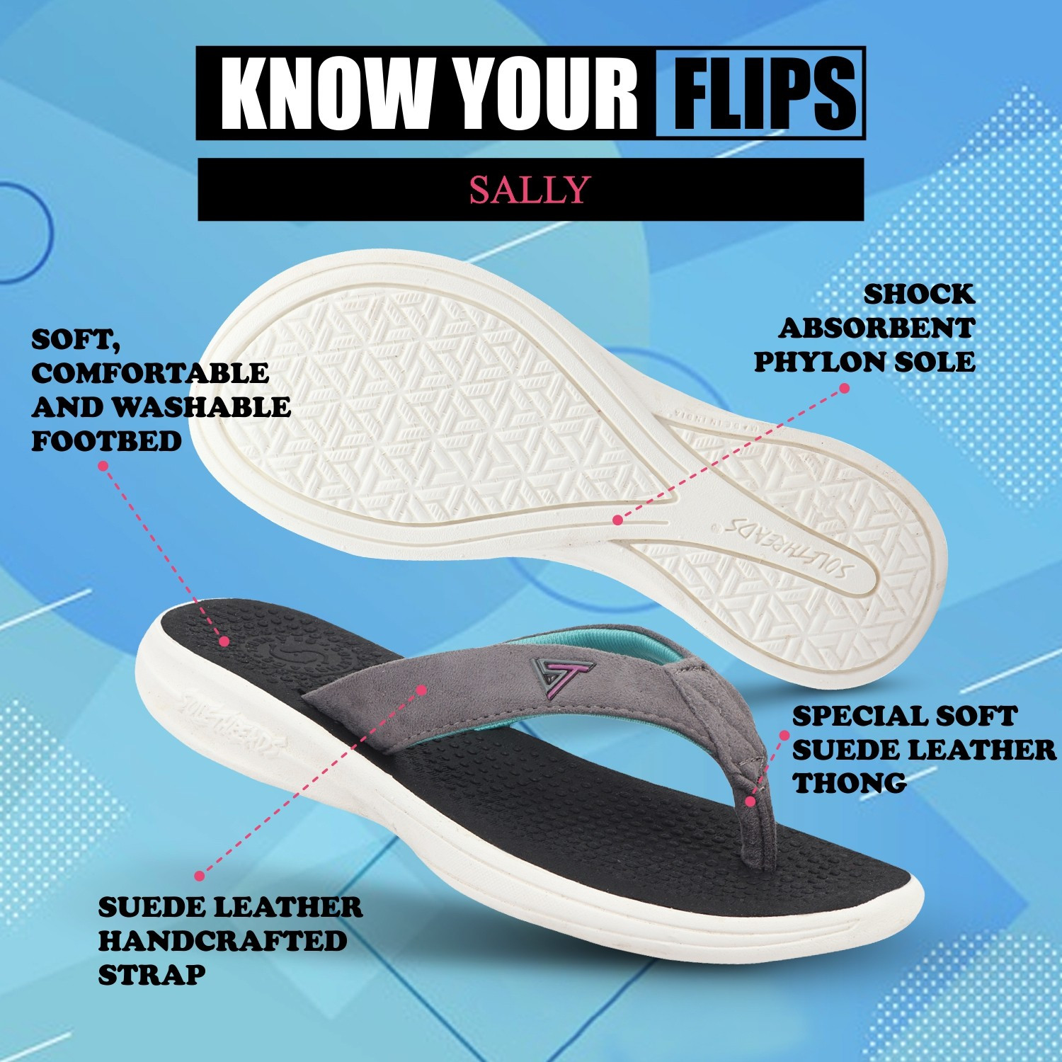 Image of SOLETHREADS REBEL SALLY Supersoft, PINK Women Flip Flops (Pink , 3)