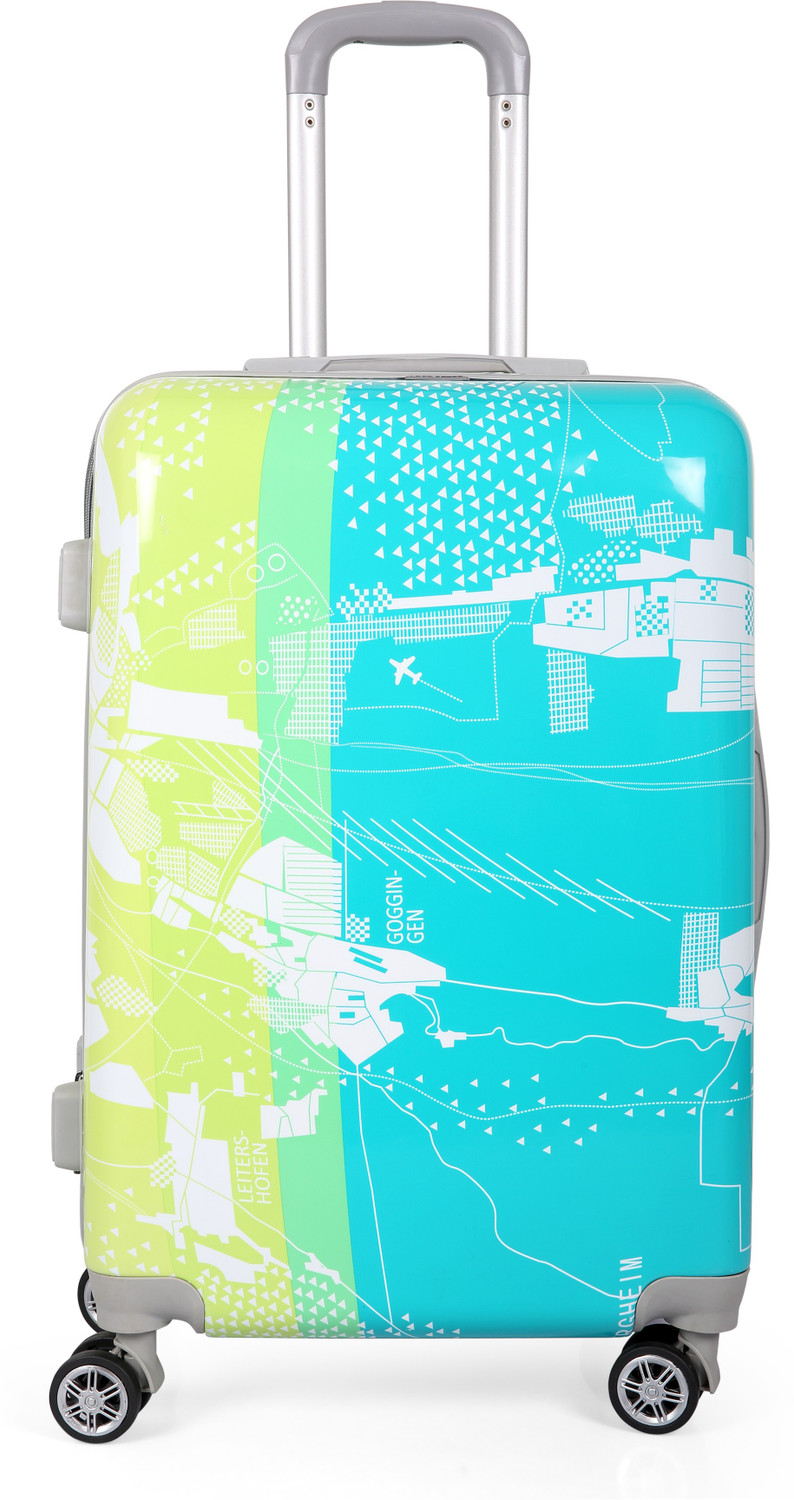 Image of SAFARI Medium Cabin Suitcase (65 cm) 8 Wheels - Brooklyn Printed Suitcse with TSA Lock - Teal