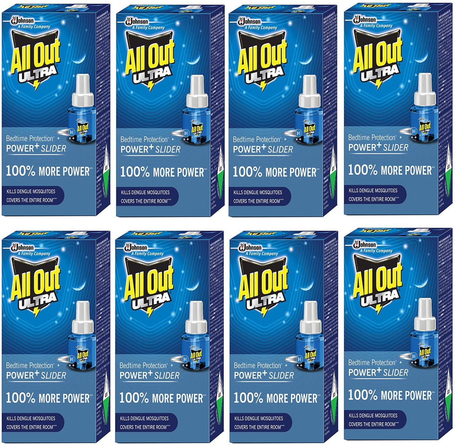Image of All Out 200201 Mosquito Vaporiser Refill (8 x 45 ml)