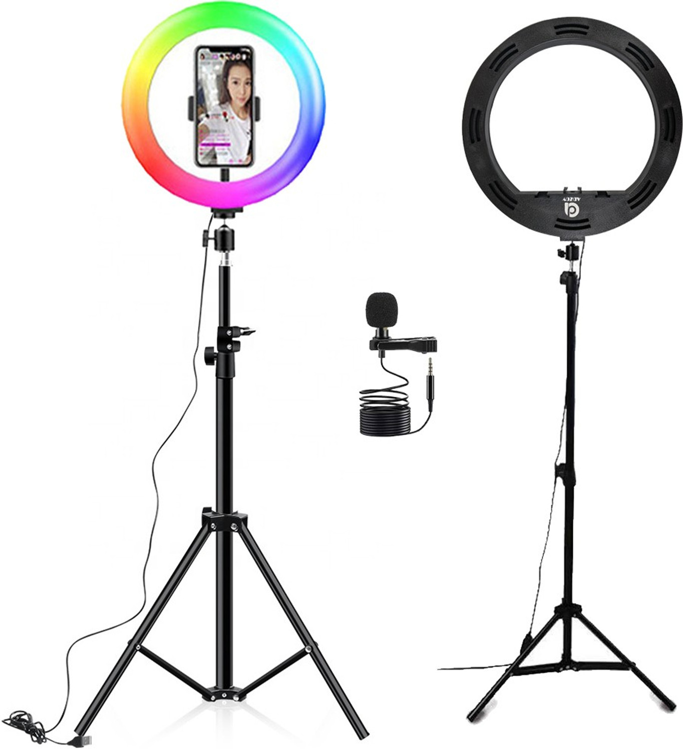Image of shopbucket 14 Inch LED Ring Light 7 Ft Tripod Stand 3 Mode for Creator Setup Ring Flash (White)