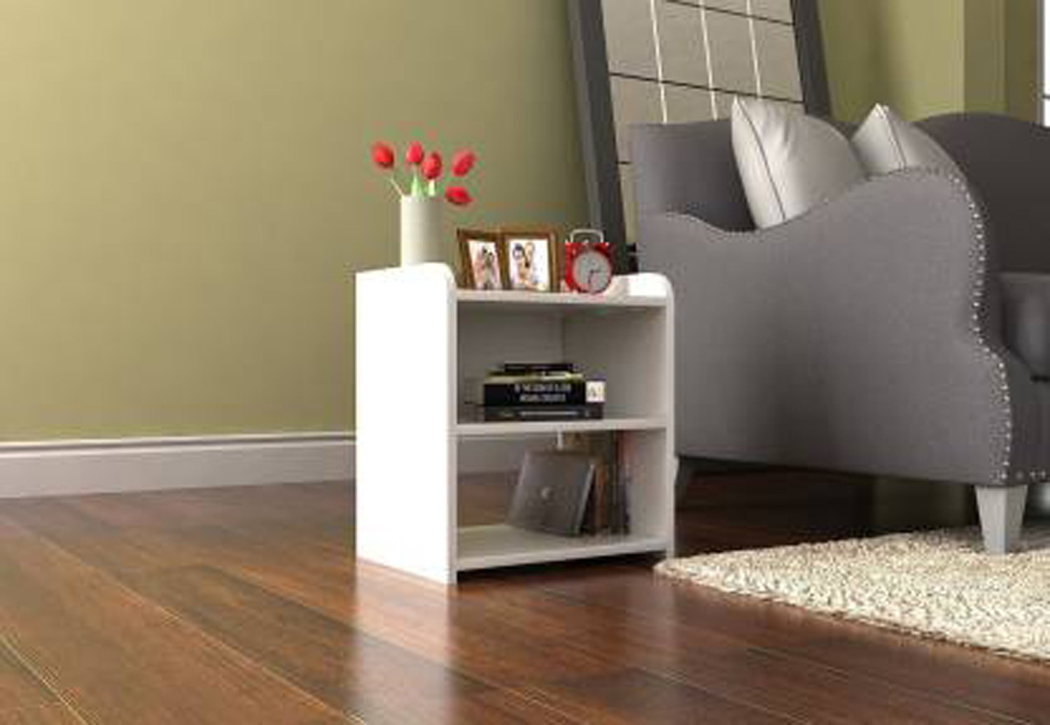 Image of Shivi Aanaya Enterprises Side Table for Bedroom & Living room in Engineered Wood Bedside Table (Finish Color - Black & White, DIY(Do-It-Yourself))