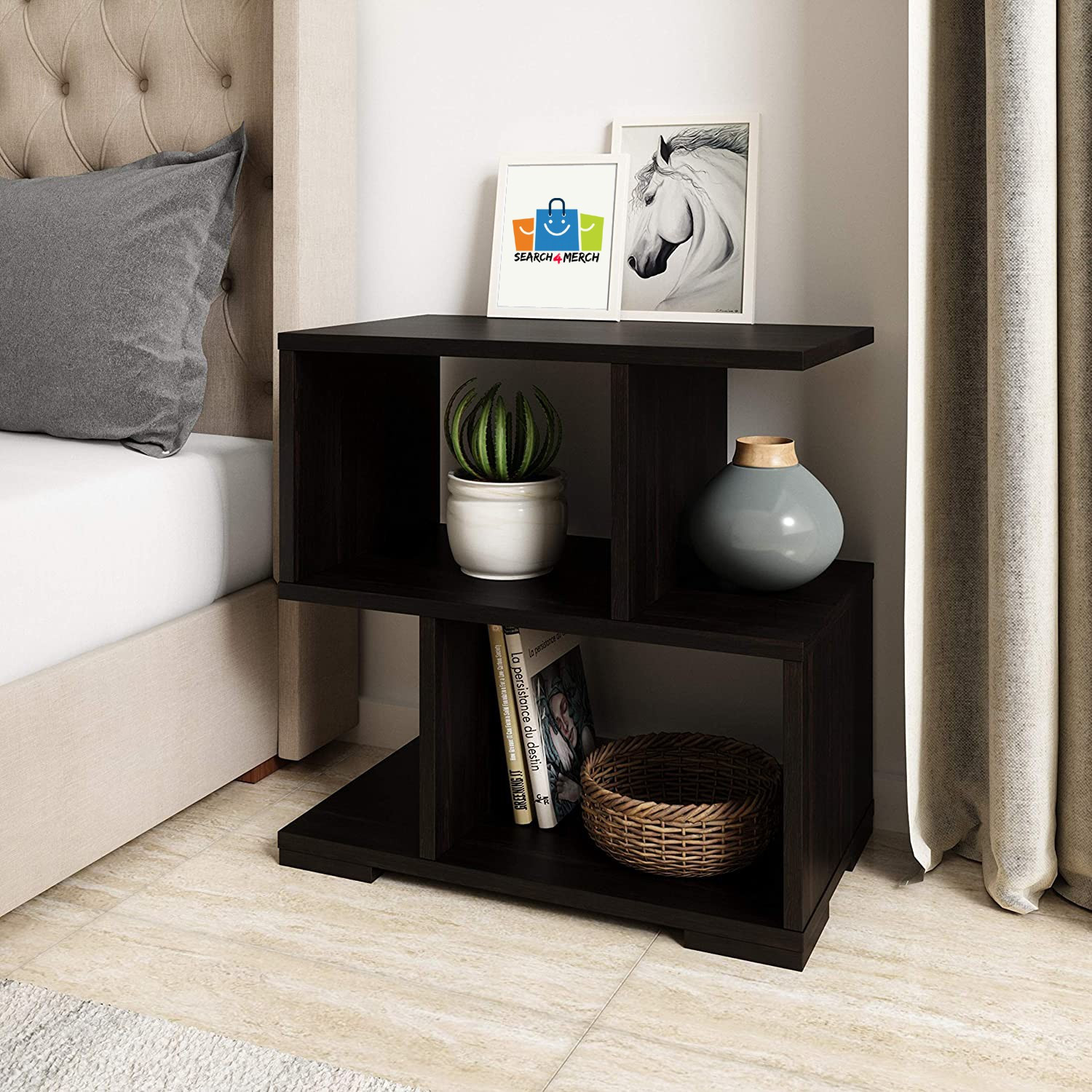 Image of Shivi Aanaya Enterprises Side Table for Bedroom & Living room in Engineered Wood Bedside Table (Finish Color - Black & White, DIY(Do-It-Yourself))