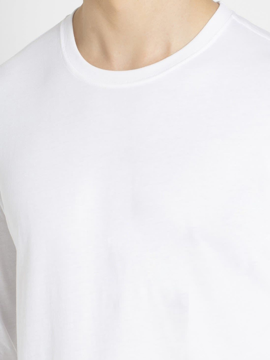 Image of JOCKEY Men Solid Round Neck Pure Cotton White T-Shirt