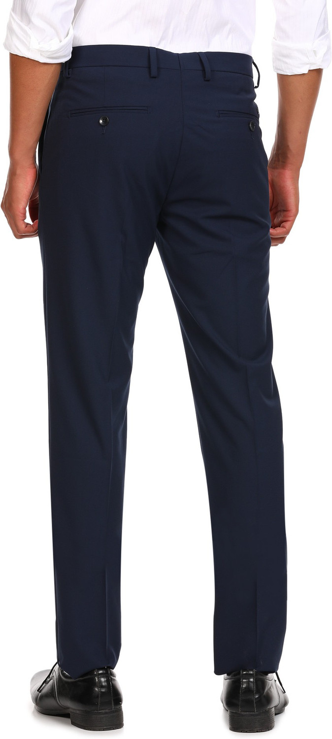 Image of ARROW Men Regular Fit Blue Viscose Rayon Trousers