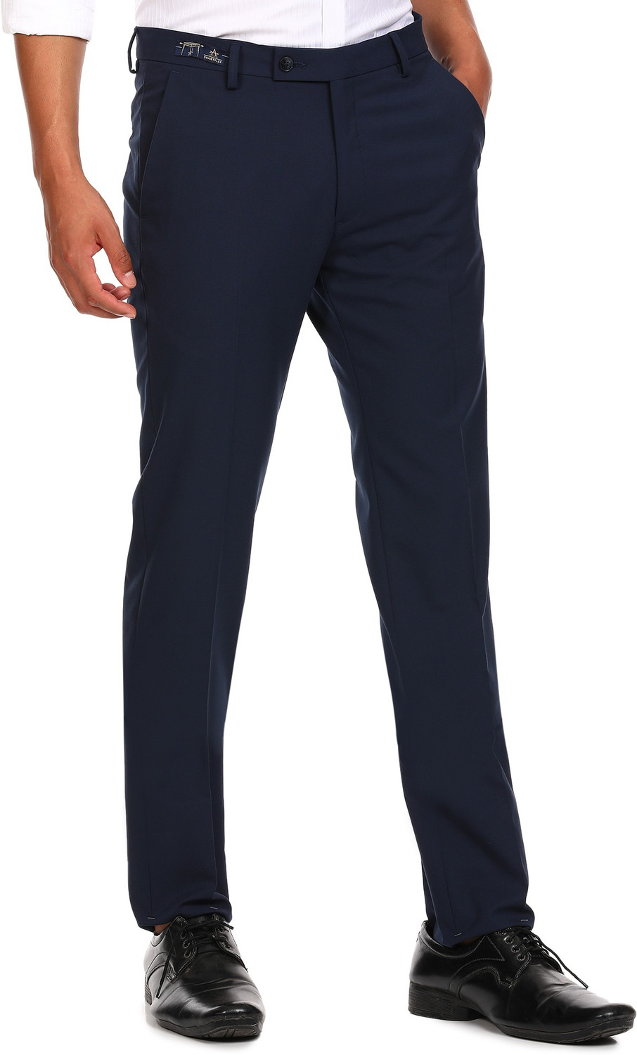Image of ARROW Men Regular Fit Blue Viscose Rayon Trousers