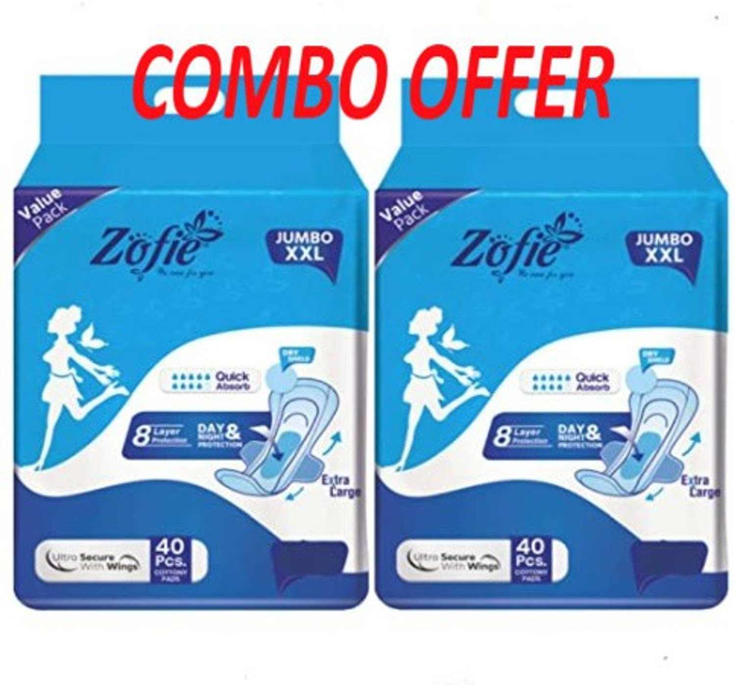 Image of Zofie ZO40PADS2PAC Sanitary Pad (Pack of 80)