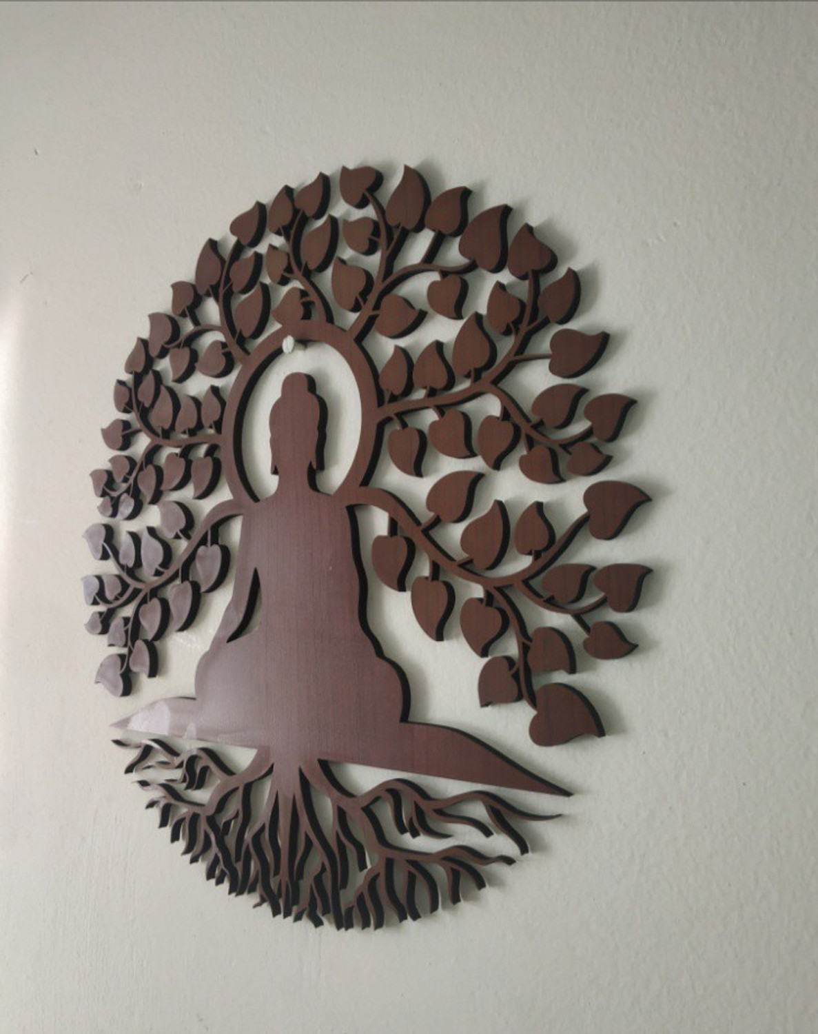 Image of modernarts Wooden MDF Lord Buddha Wall Art | Lord Buddha Hanging (12 inch X 12 inch, Brown & Stylish Hand Painted Work)