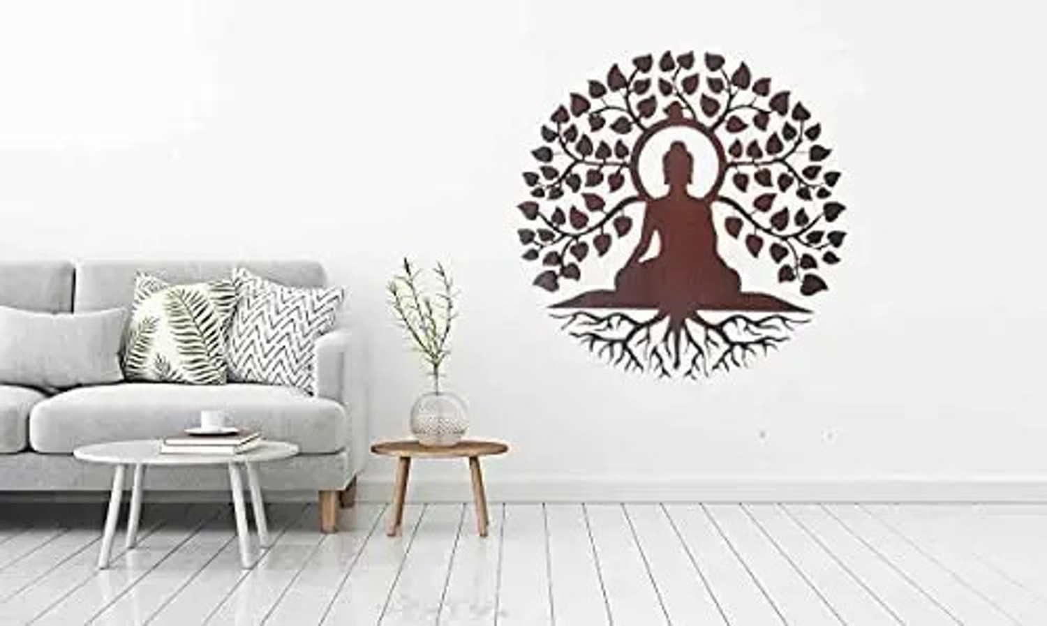 Image of modernarts Wooden MDF Lord Buddha Wall Art | Lord Buddha Hanging (12 inch X 12 inch, Brown & Stylish Hand Painted Work)