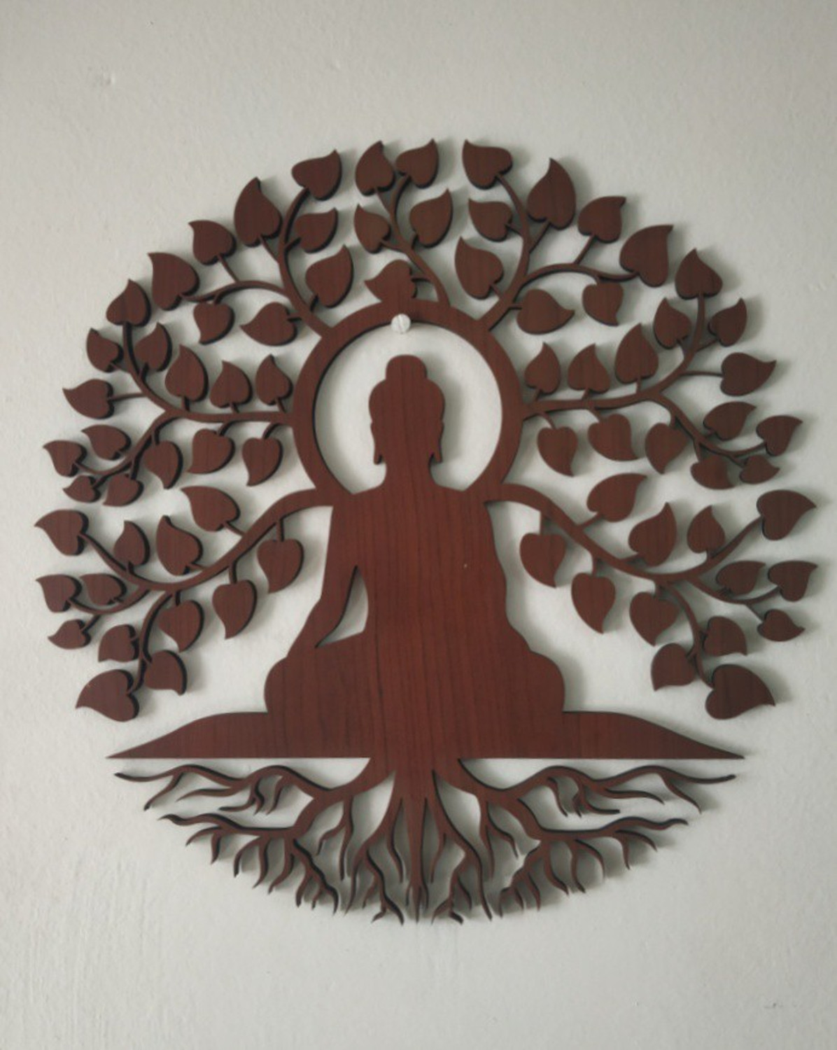 Image of modernarts Wooden MDF Lord Buddha Wall Art | Lord Buddha Hanging (12 inch X 12 inch, Brown & Stylish Hand Painted Work)