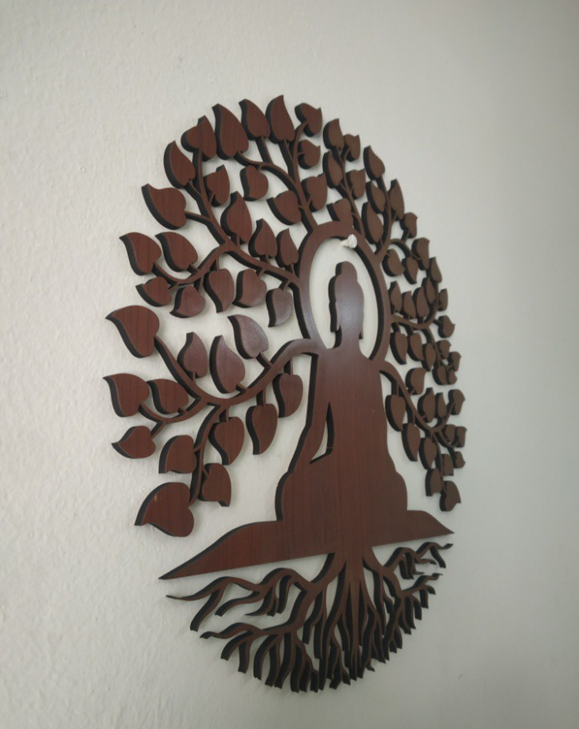Image of modernarts Wooden MDF Lord Buddha Wall Art | Lord Buddha Hanging (12 inch X 12 inch, Brown & Stylish Hand Painted Work)