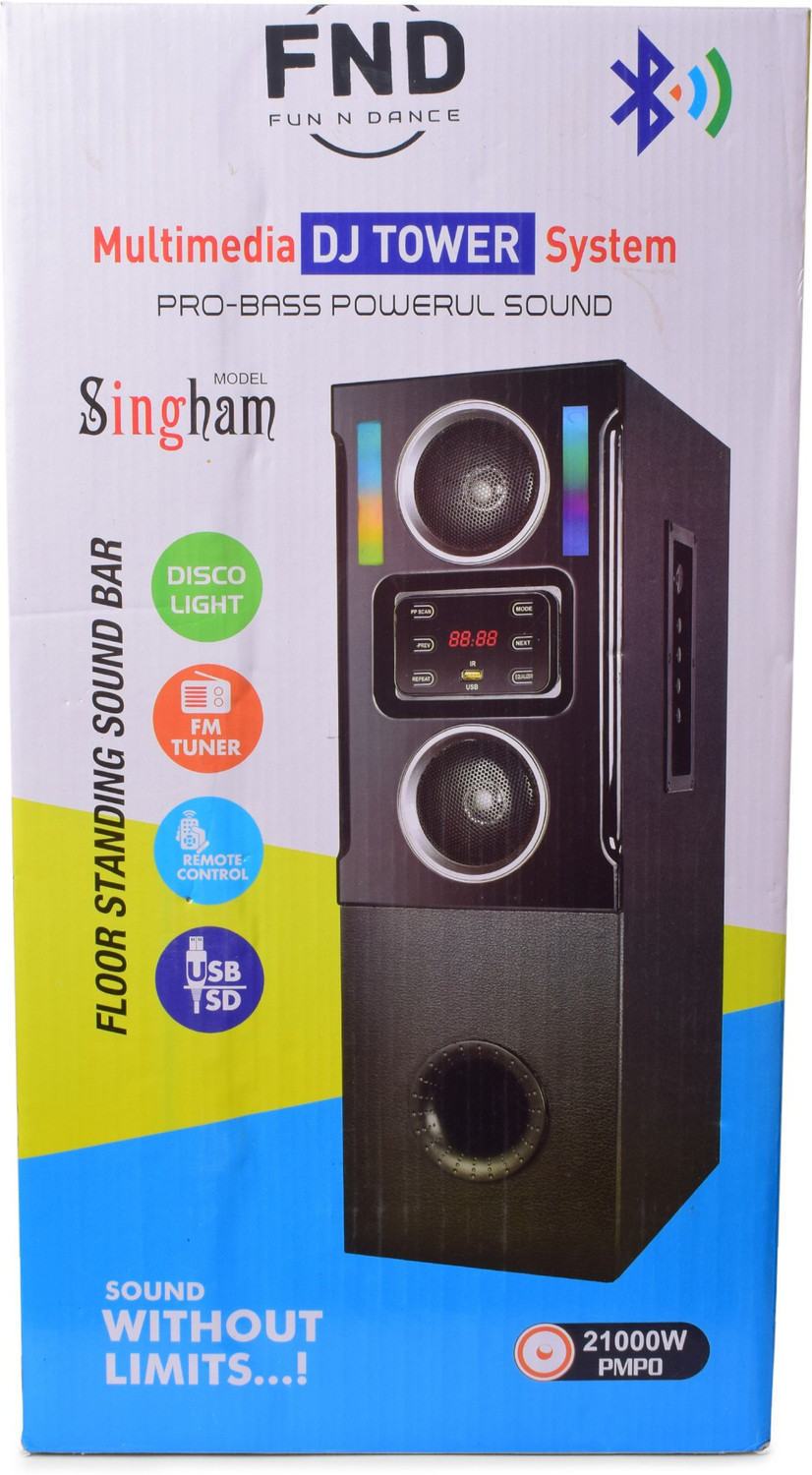 Image of FUNNDANCE-FND Singham DJ Tower 135 W Bluetooth Tower Speaker (Black, 5.1 Channel)