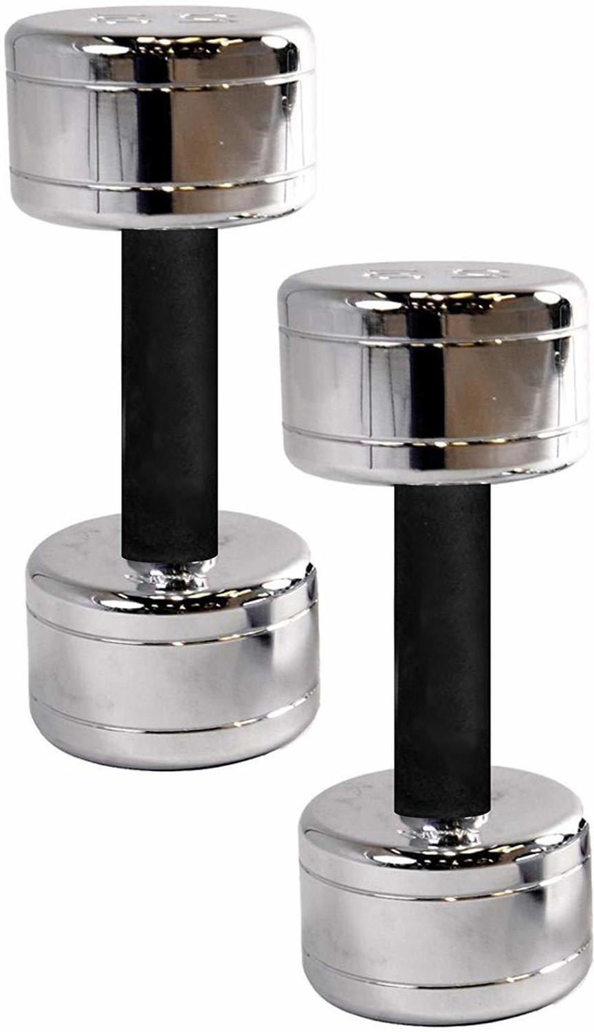 Image of YMD Set of ( 3KGX2 ) Steel Chrome Heavy Duty Workout with Soft Padded Cushion Handles Fixed Weight Dumbbell (6 kg)