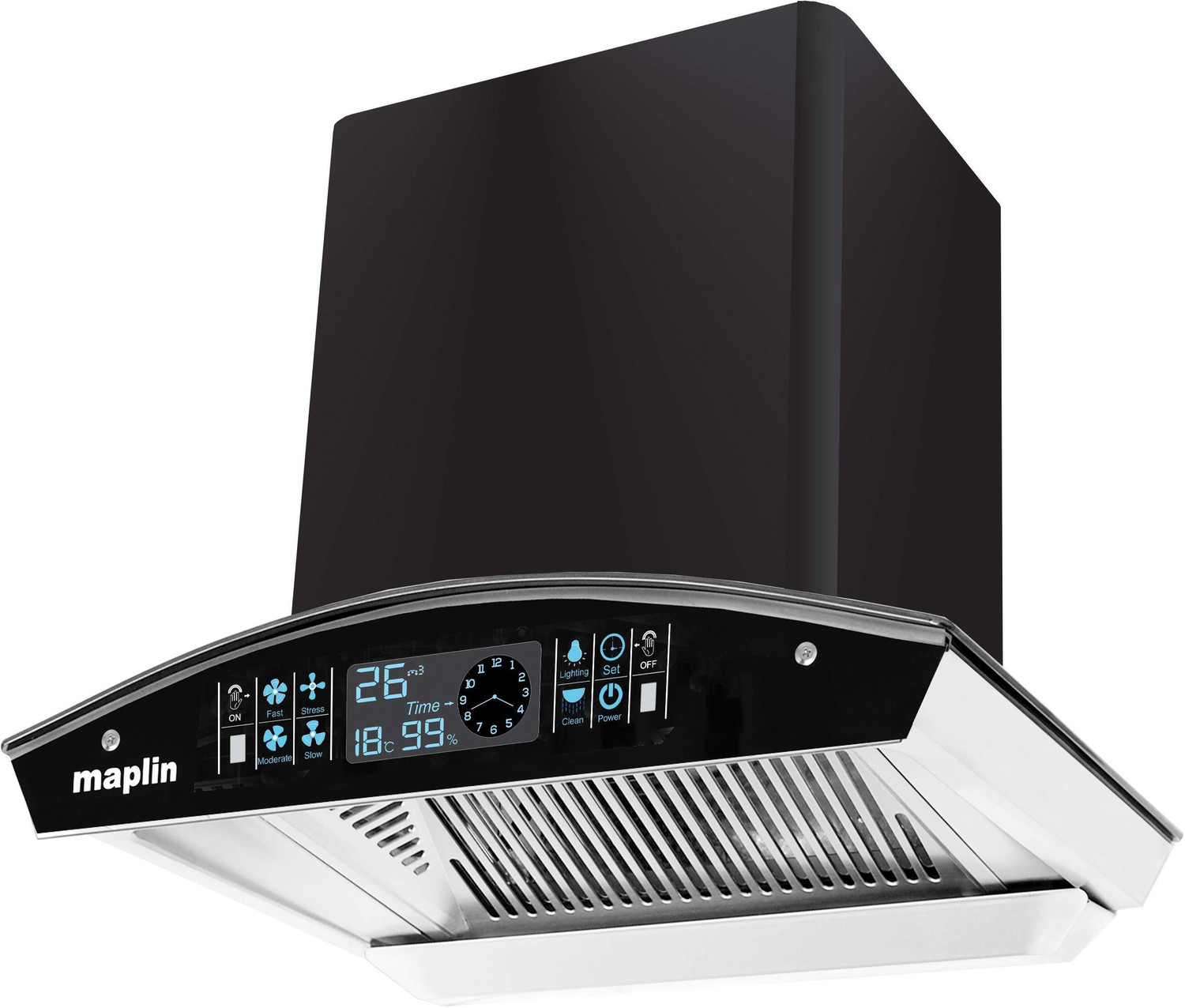 Maplin SS60-Silver2021 1400 CMH 60 cm Auto Clean Chimney