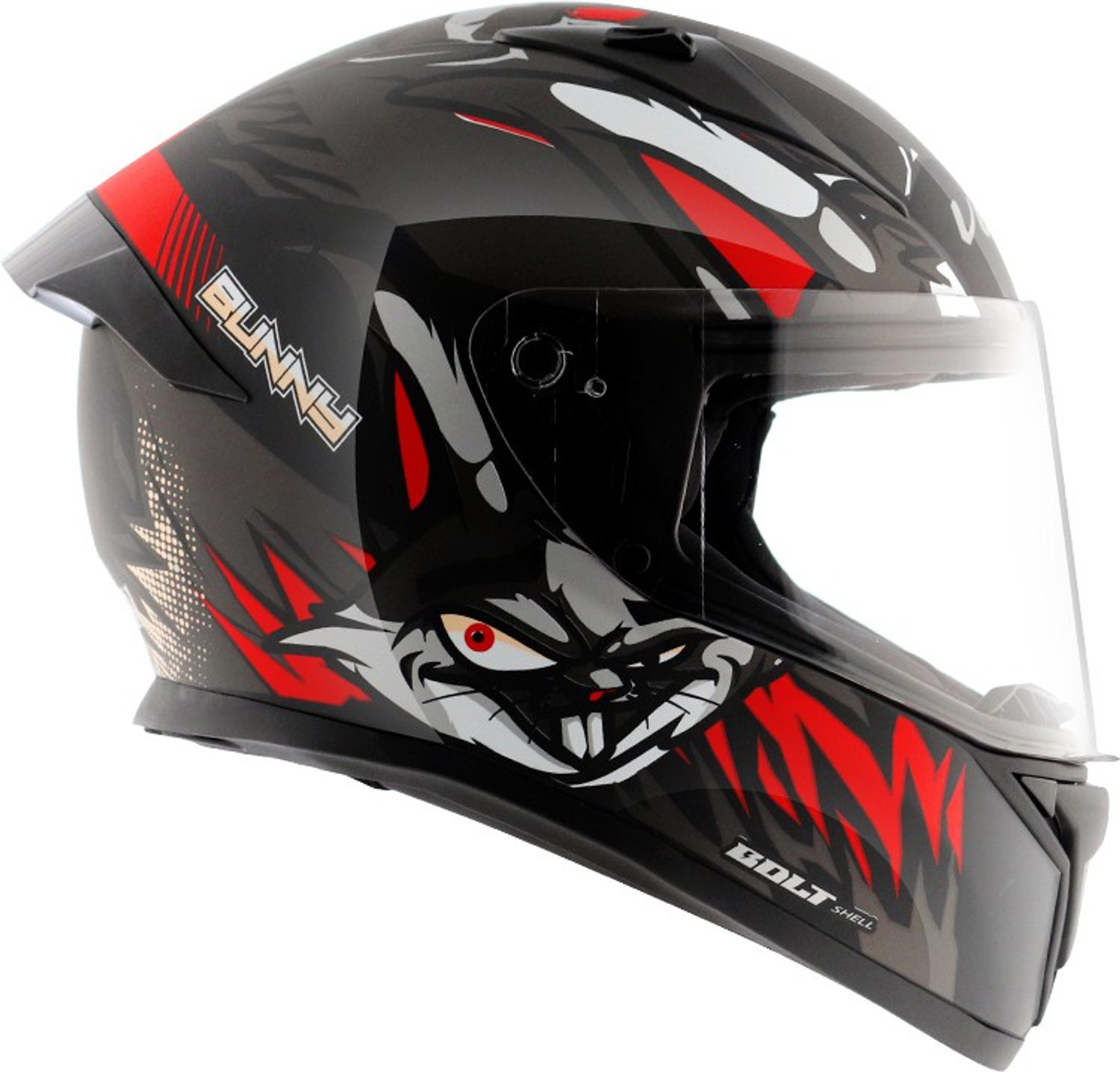 Image of CR Decals Designs Vega Bolt Bunny Motorbike Helmet (Black, Red)