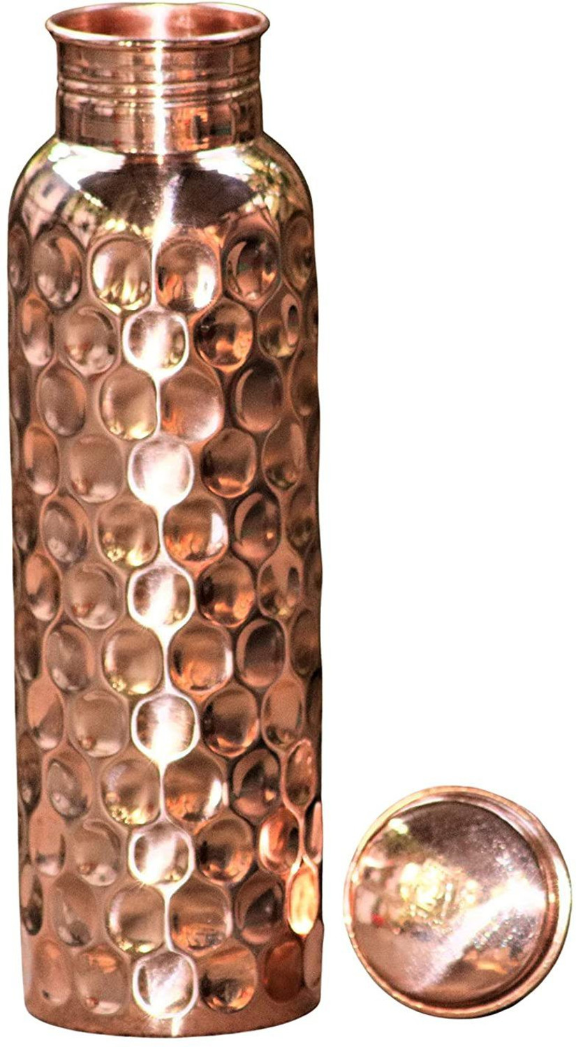 Image of THE ROYAL TEAK Antique plain copper bottle 950 ml Copper Bottle (Pack of 1, Copper)