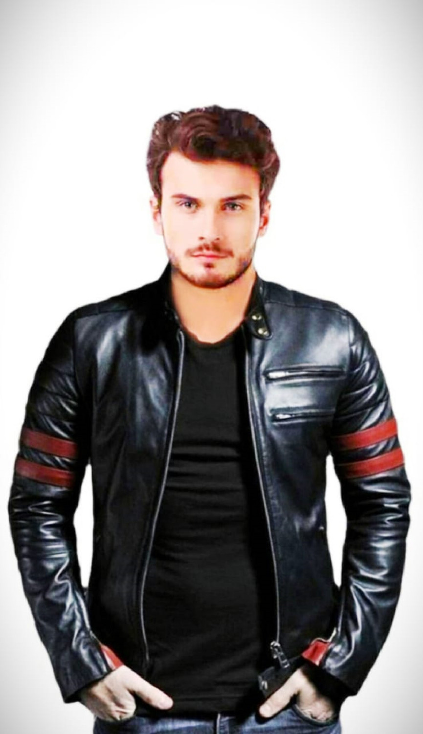 Image of hamedgarments Men Solid Leather Jacket