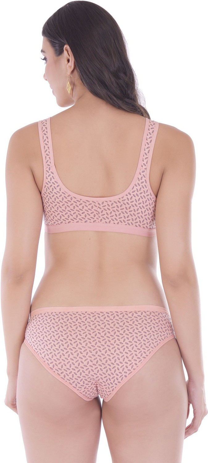 Image of Embibo Bra & Panty Set Printed Pink Lingerie Set