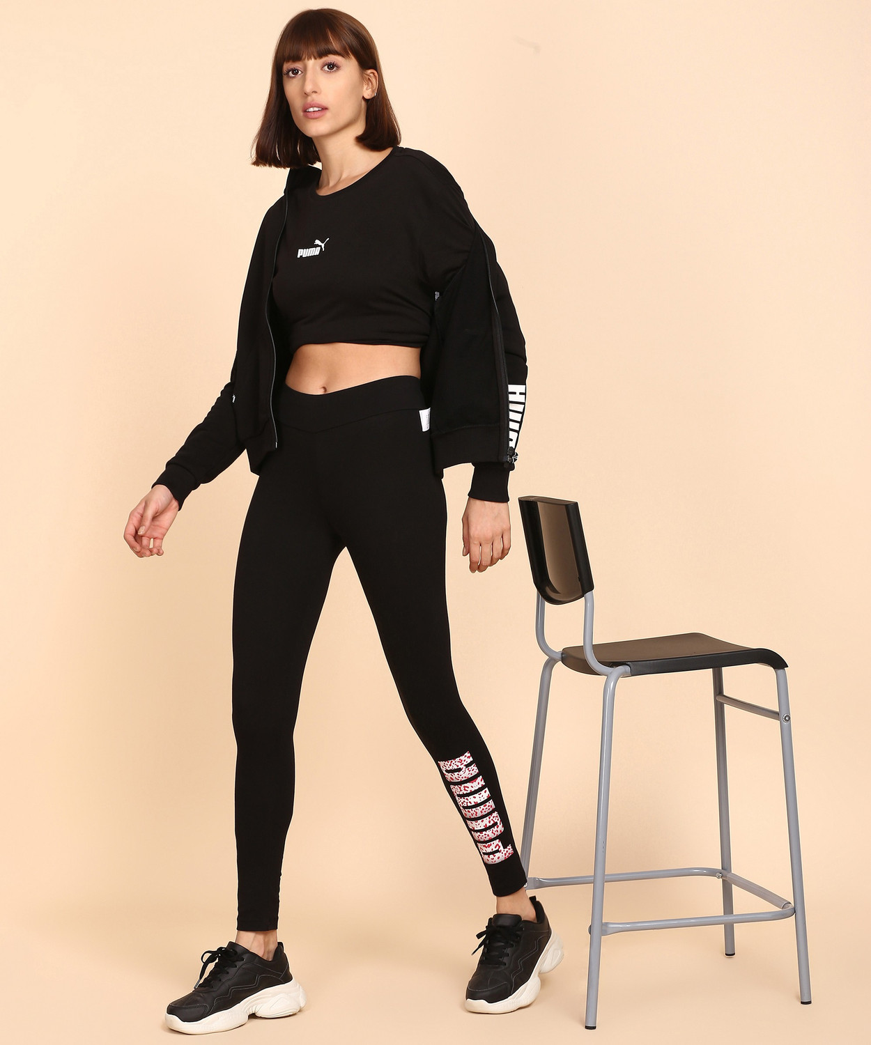 Image of PUMA Printed Women Black Tights