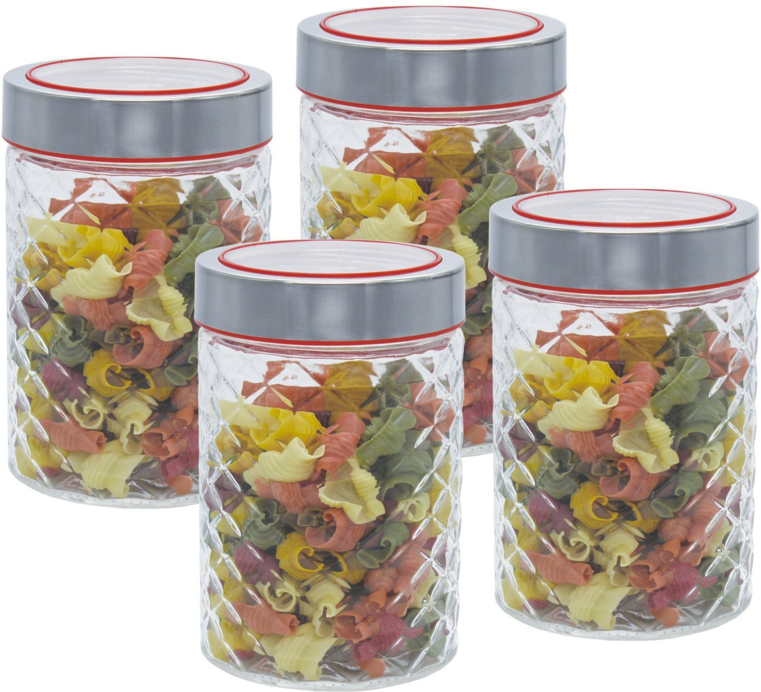 Image of Goodhomes Glass Cookie Jar - 1100 ml (Pack of 2, Clear)