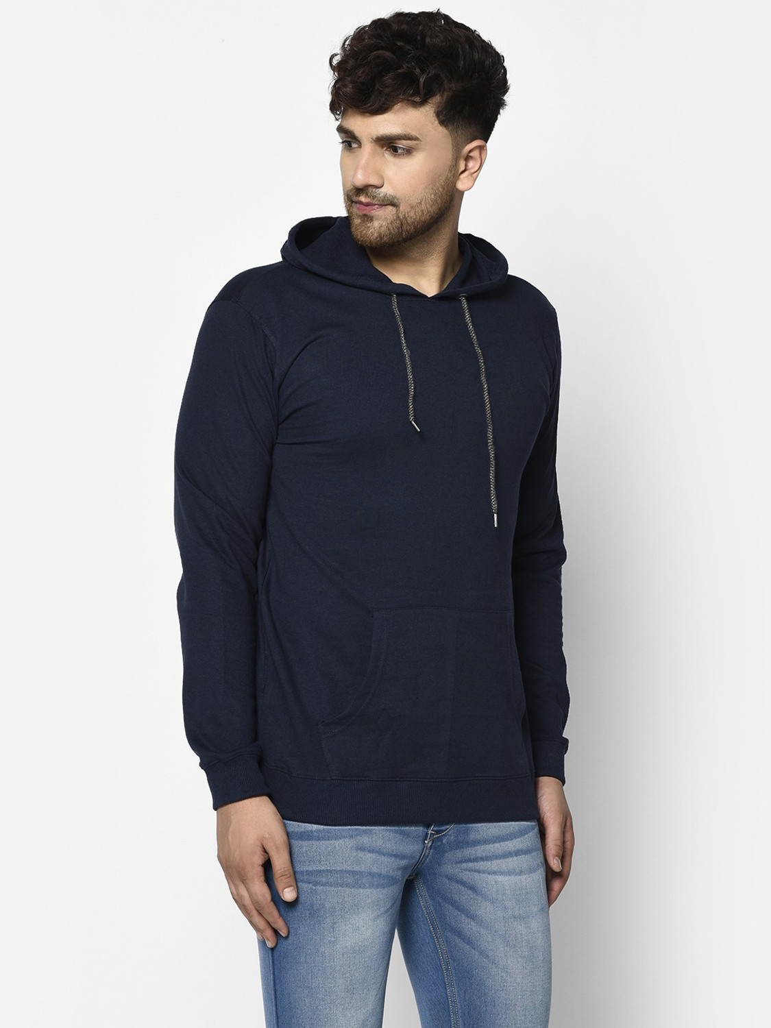 Image of Smartees Men Full Sleeve Solid Hooded Sweatshirt