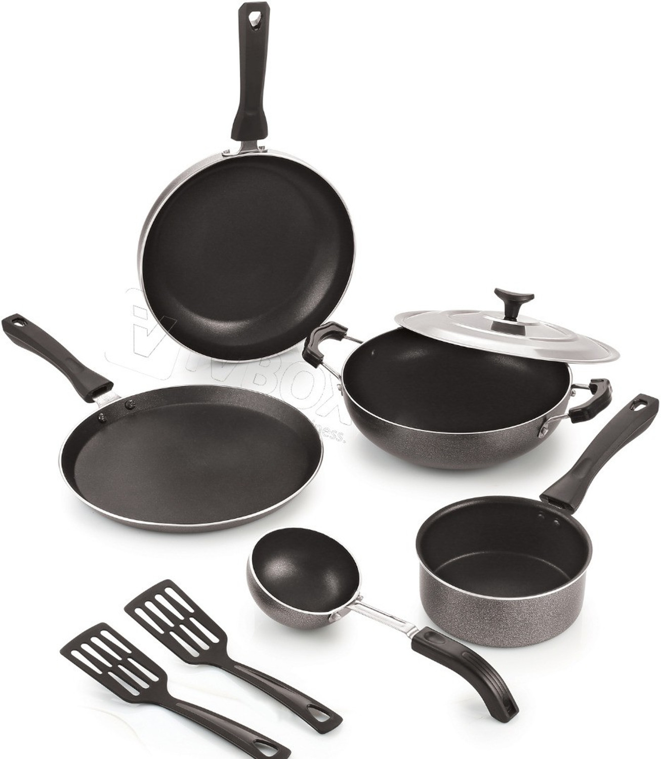 iVBOX ® Max-8 Non Stick Tawa, Kadhai, Frying Pan, Sauce pan, Tadaka Pan Kitchen Cookware Gift Set Cookware Set