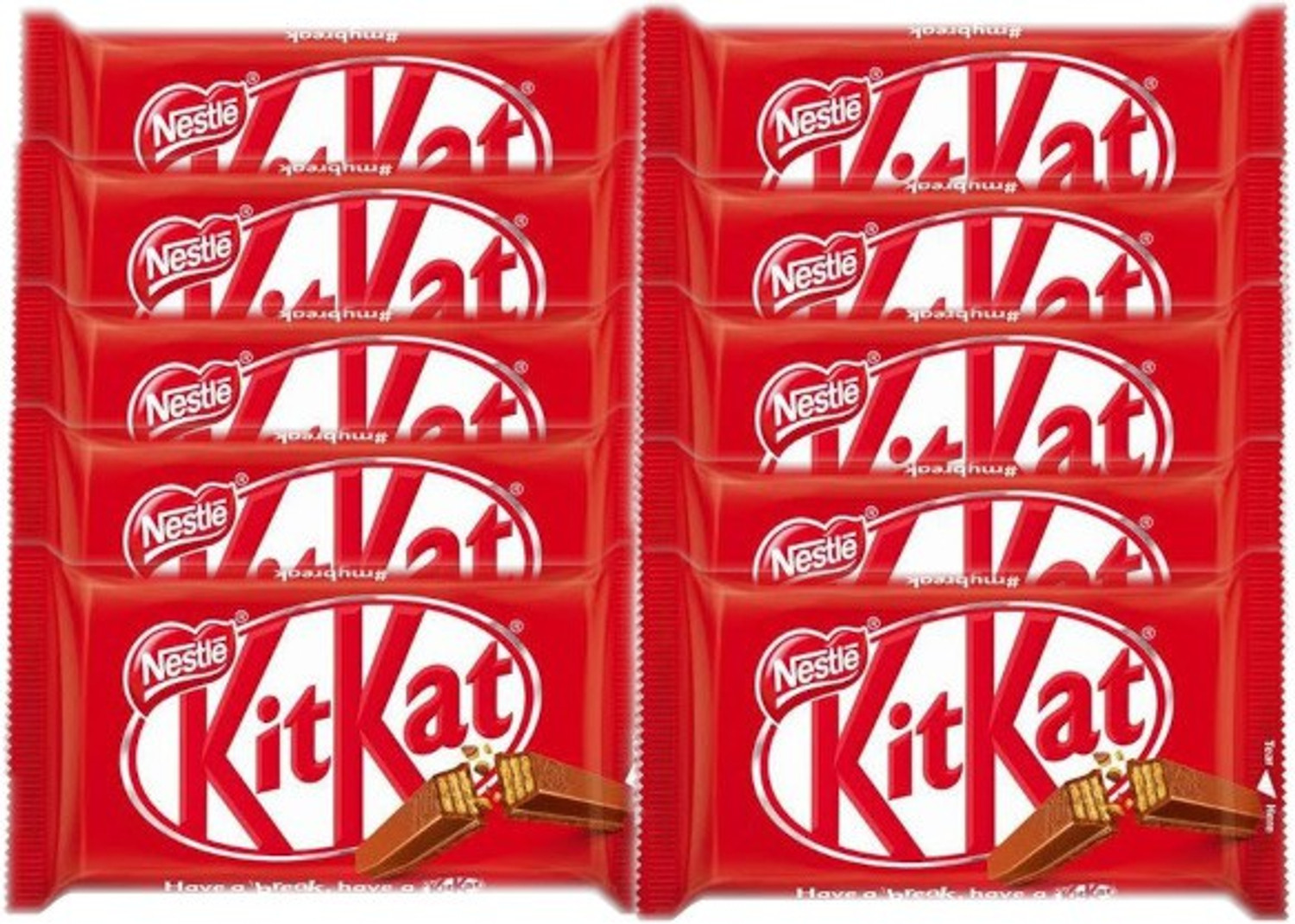 Image of NESTLE KitKat 4 Finger Chocolate Bar (Imported UK) 10 Pack Bars (415 g)