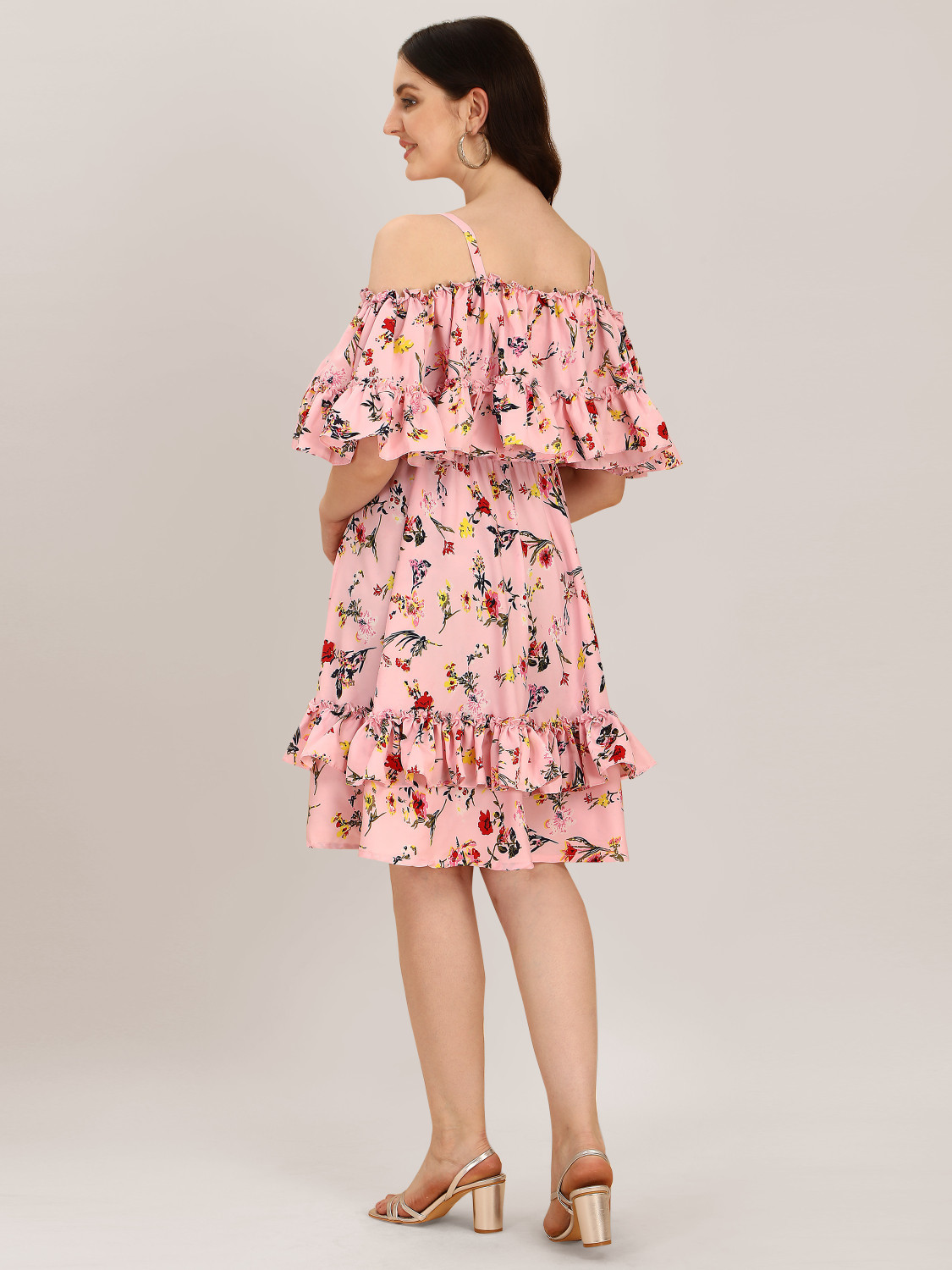Image of Oomph! Women Ruffled Multicolor Knee Length Dress