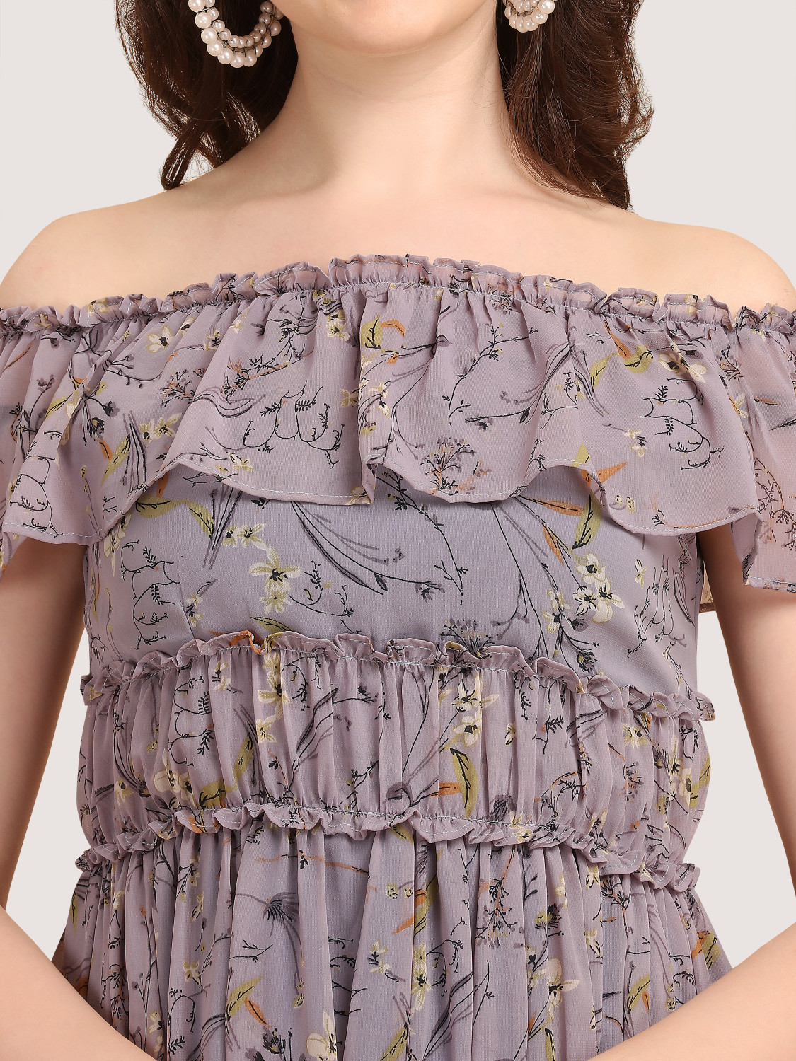 Image of Oomph! Women Ruffled Purple Midi /Calf Length Dress