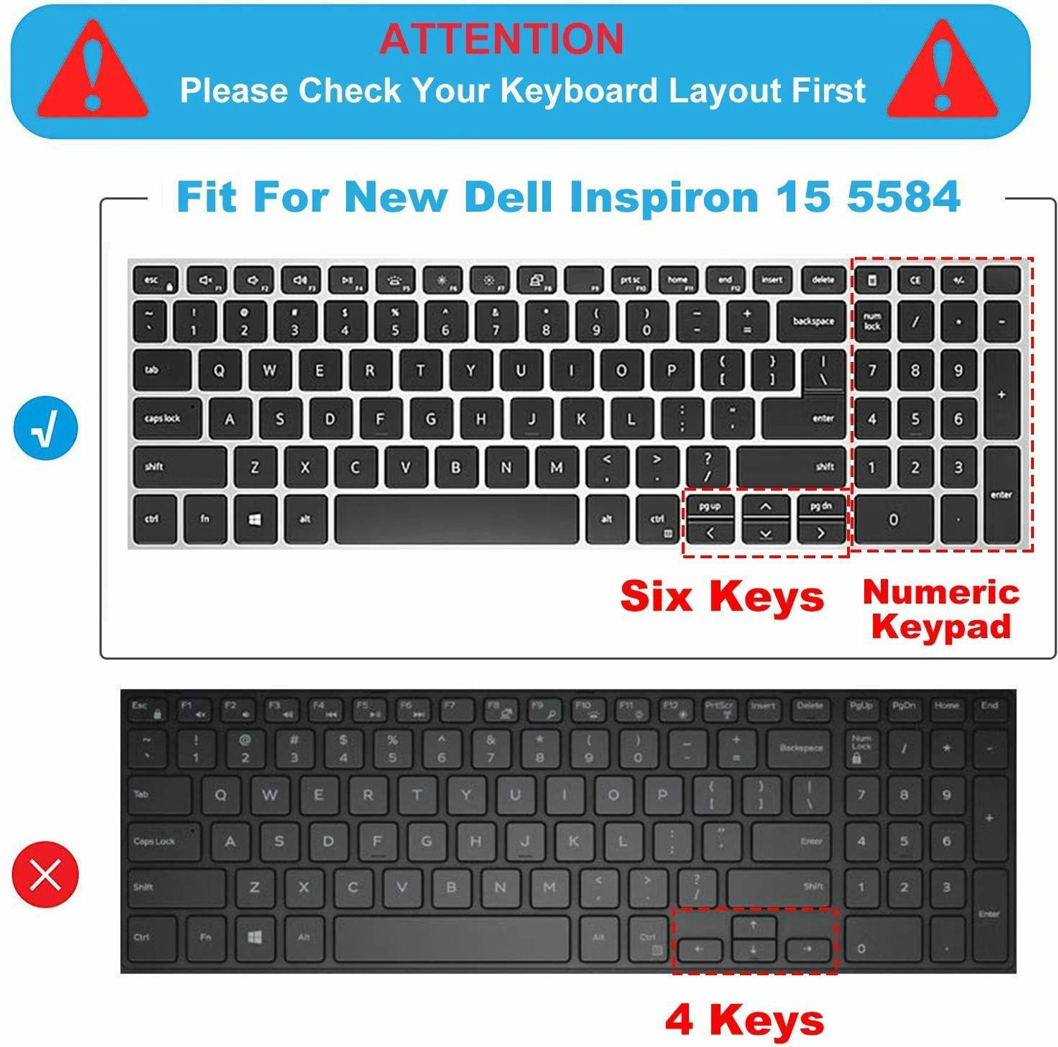 Image of RAYA Keyboard Protector Silicone Skin Cover for Dell Inspiron 3501 & Dell Inspiron 15 5000 / 5584 / 5590 / 5593 / 5598 / 5508 / 5501, 15.6 inch & 17.3 inch Dell Inspiron 15 7000 / 7590 / 7591 Laptops Dell Inspiron series 3501, 2020 & 2019 15.6 inch Dell Inspiron 15 5584 5590 5593 5594 5598 5501 5505 5508 7590 7591, 17.3 inch Dell Inspiron 15 17 7000 7790 7791, Dell Vostro 5590 7590 7500 Laptop Keyboard Protective Skin (US Layout) Keyboard Skin (Black)