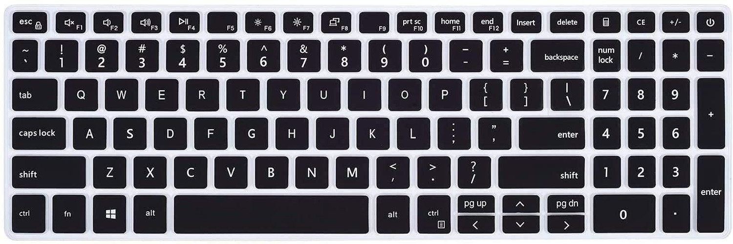 Image of RAYA Keyboard Protector Silicone Skin Cover for Dell Inspiron 3501 & Dell Inspiron 15 5000 / 5584 / 5590 / 5593 / 5598 / 5508 / 5501, 15.6 inch & 17.3 inch Dell Inspiron 15 7000 / 7590 / 7591 Laptops Dell Inspiron series 3501, 2020 & 2019 15.6 inch Dell Inspiron 15 5584 5590 5593 5594 5598 5501 5505 5508 7590 7591, 17.3 inch Dell Inspiron 15 17 7000 7790 7791, Dell Vostro 5590 7590 7500 Laptop Keyboard Protective Skin (US Layout) Keyboard Skin (Black)