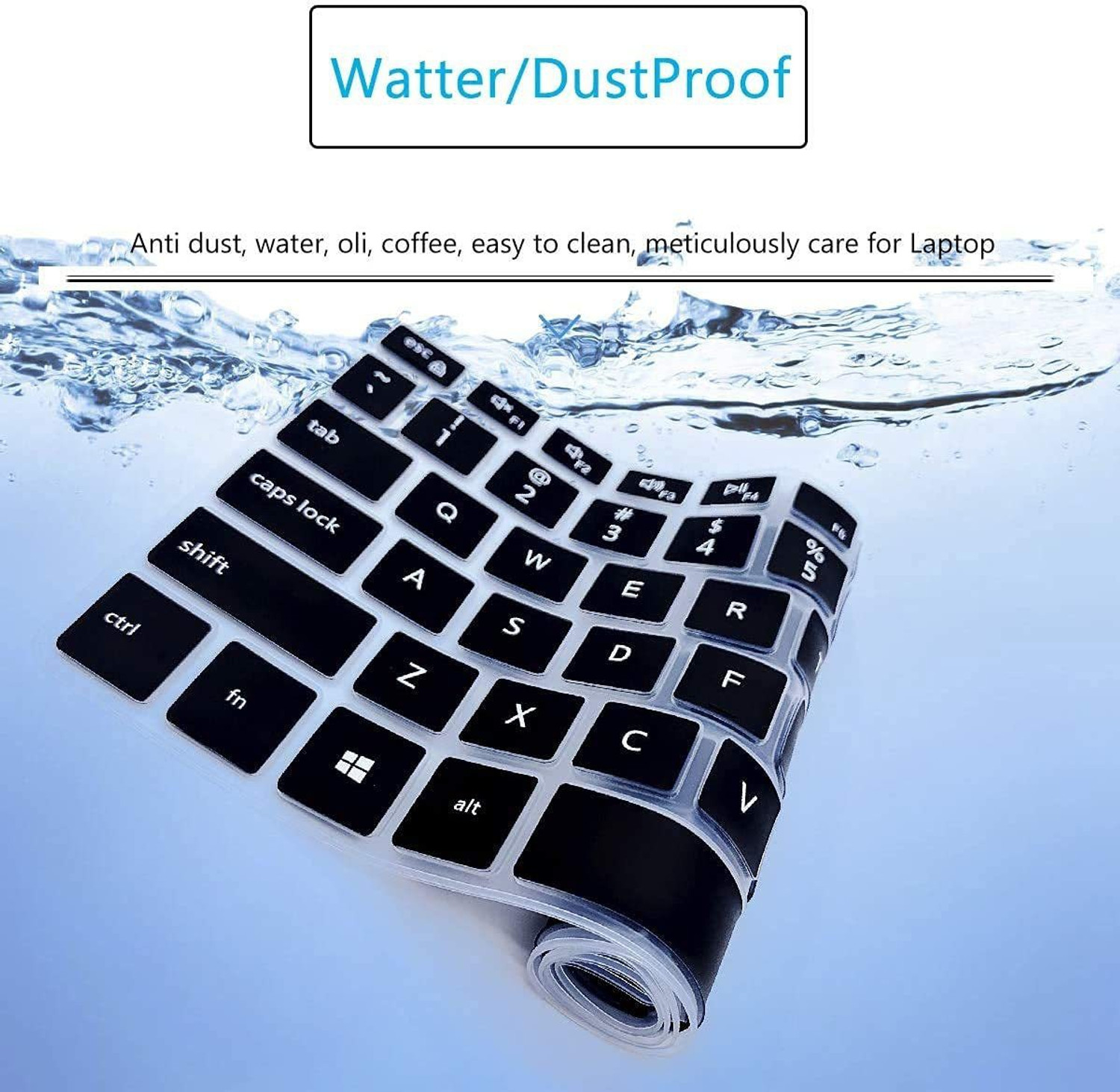 Image of RAYA Keyboard Protector Silicone Skin Cover for Dell Inspiron 3501 & Dell Inspiron 15 5000 / 5584 / 5590 / 5593 / 5598 / 5508 / 5501, 15.6 inch & 17.3 inch Dell Inspiron 15 7000 / 7590 / 7591 Laptops Dell Inspiron series 3501, 2020 & 2019 15.6 inch Dell Inspiron 15 5584 5590 5593 5594 5598 5501 5505 5508 7590 7591, 17.3 inch Dell Inspiron 15 17 7000 7790 7791, Dell Vostro 5590 7590 7500 Laptop Keyboard Protective Skin (US Layout) Keyboard Skin (Black)