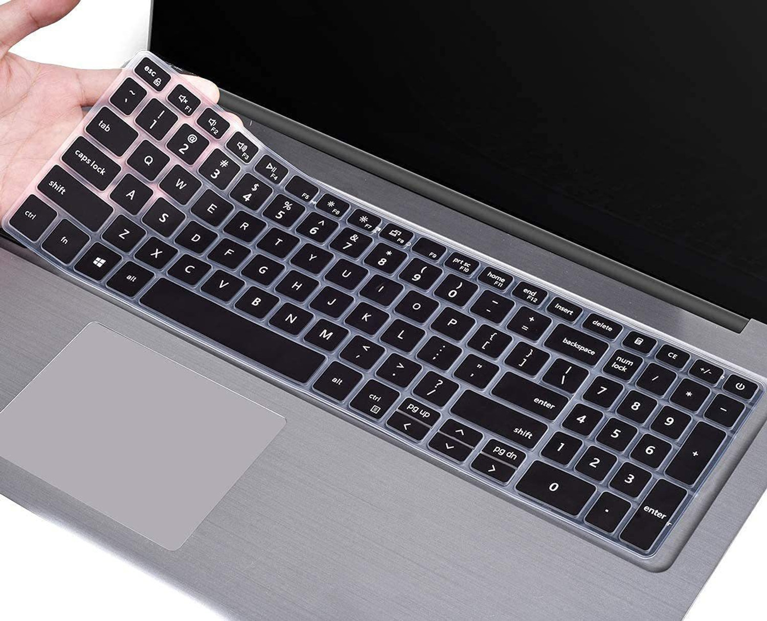 Image of RAYA Keyboard Protector Silicone Skin Cover for Dell Inspiron 3501 & Dell Inspiron 15 5000 / 5584 / 5590 / 5593 / 5598 / 5508 / 5501, 15.6 inch & 17.3 inch Dell Inspiron 15 7000 / 7590 / 7591 Laptops Dell Inspiron series 3501, 2020 & 2019 15.6 inch Dell Inspiron 15 5584 5590 5593 5594 5598 5501 5505 5508 7590 7591, 17.3 inch Dell Inspiron 15 17 7000 7790 7791, Dell Vostro 5590 7590 7500 Laptop Keyboard Protective Skin (US Layout) Keyboard Skin (Black)