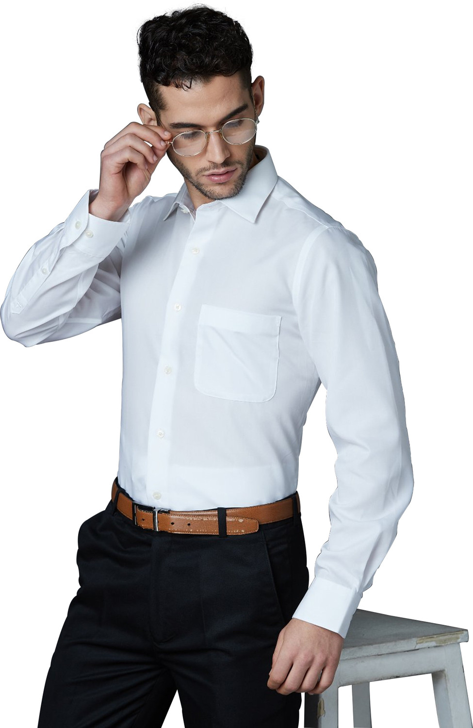 Image of NAMMA OORU TREND Men Regular Fit Solid Cut Away Collar Formal Shirt