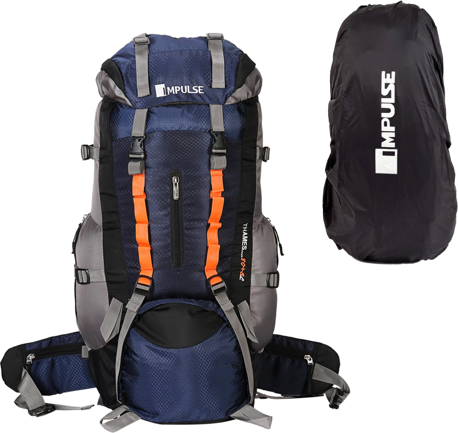 Image of IMPULSE Thames 85 Liter Rucksack Bag Waterproof Travelling Trekking Hiking Camping Luggage Bag & Backpack (Navy Blue) Rucksack - 85 L (Blue)