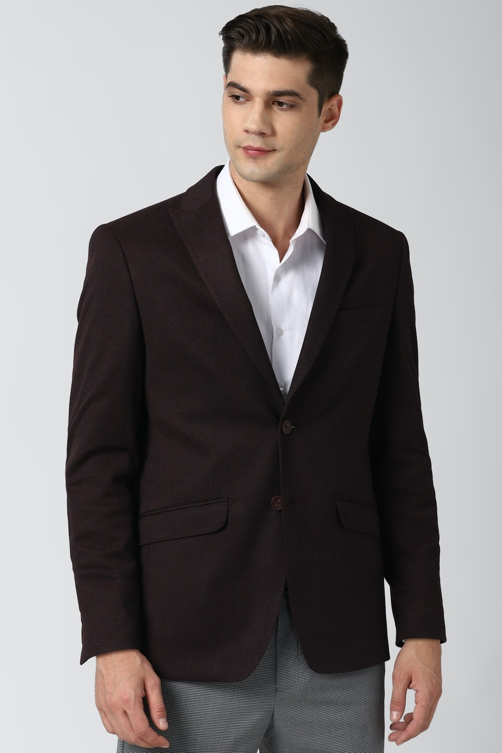 Image of PETER ENGLAND Men Solid Single Breasted Formal Blazer (Blue)