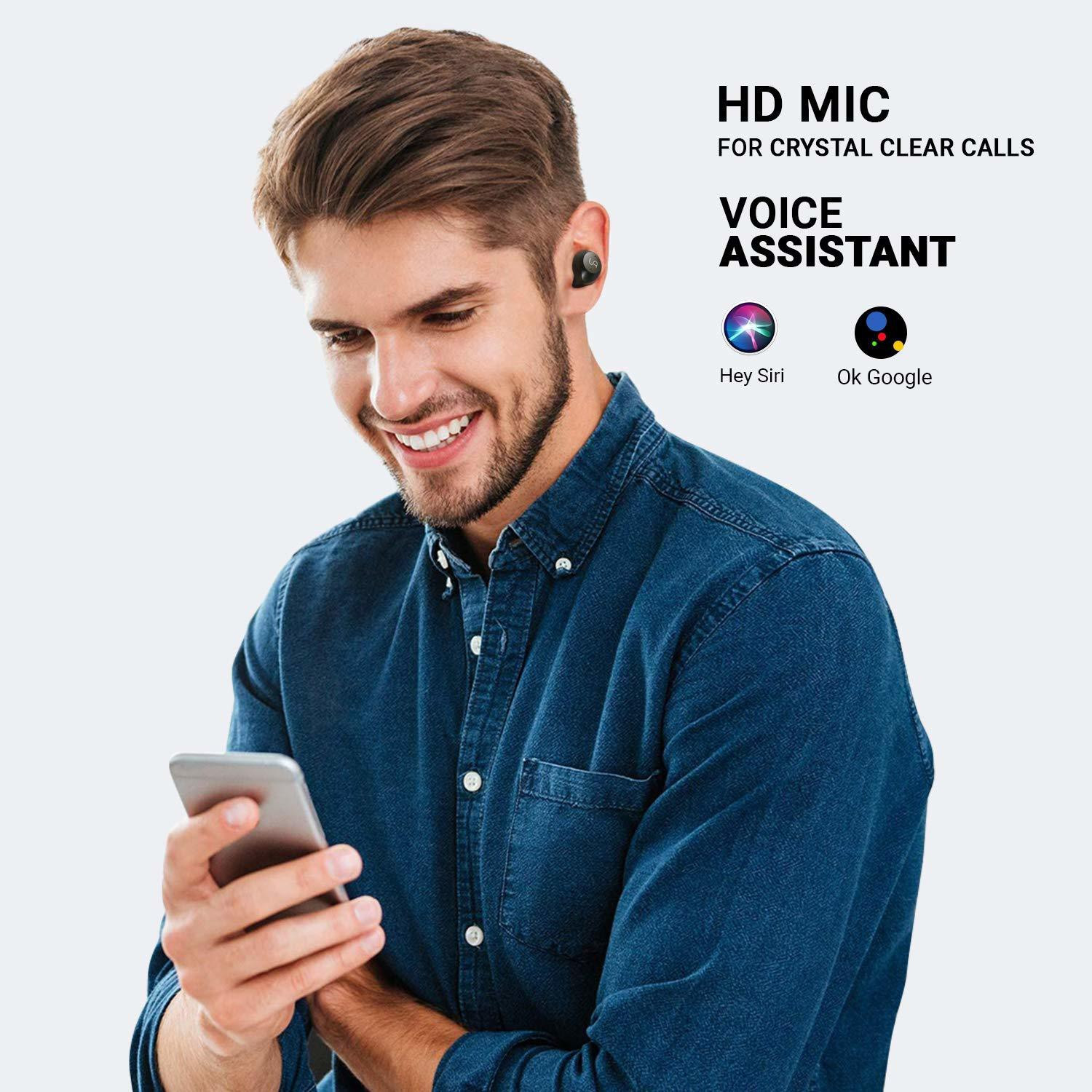 Image of unigenaudio UNIPODS Xtra True Wireless Earbuds Earphones, 120H Playtime Bluetooth Headset (Black, In the Ear)