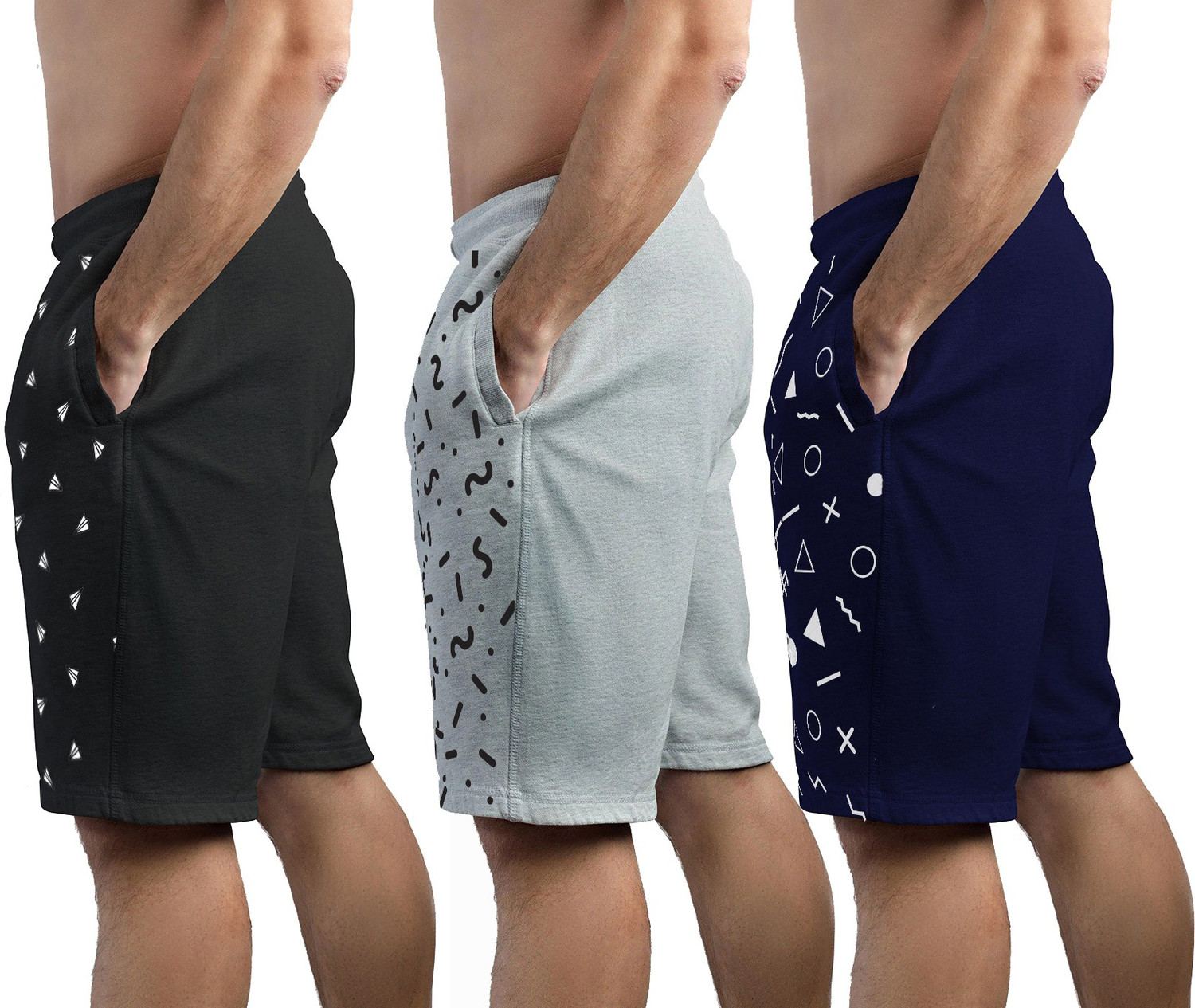 Image of HOTFITS Pack of 3 Graphic Print Men Multicolor Basic Shorts