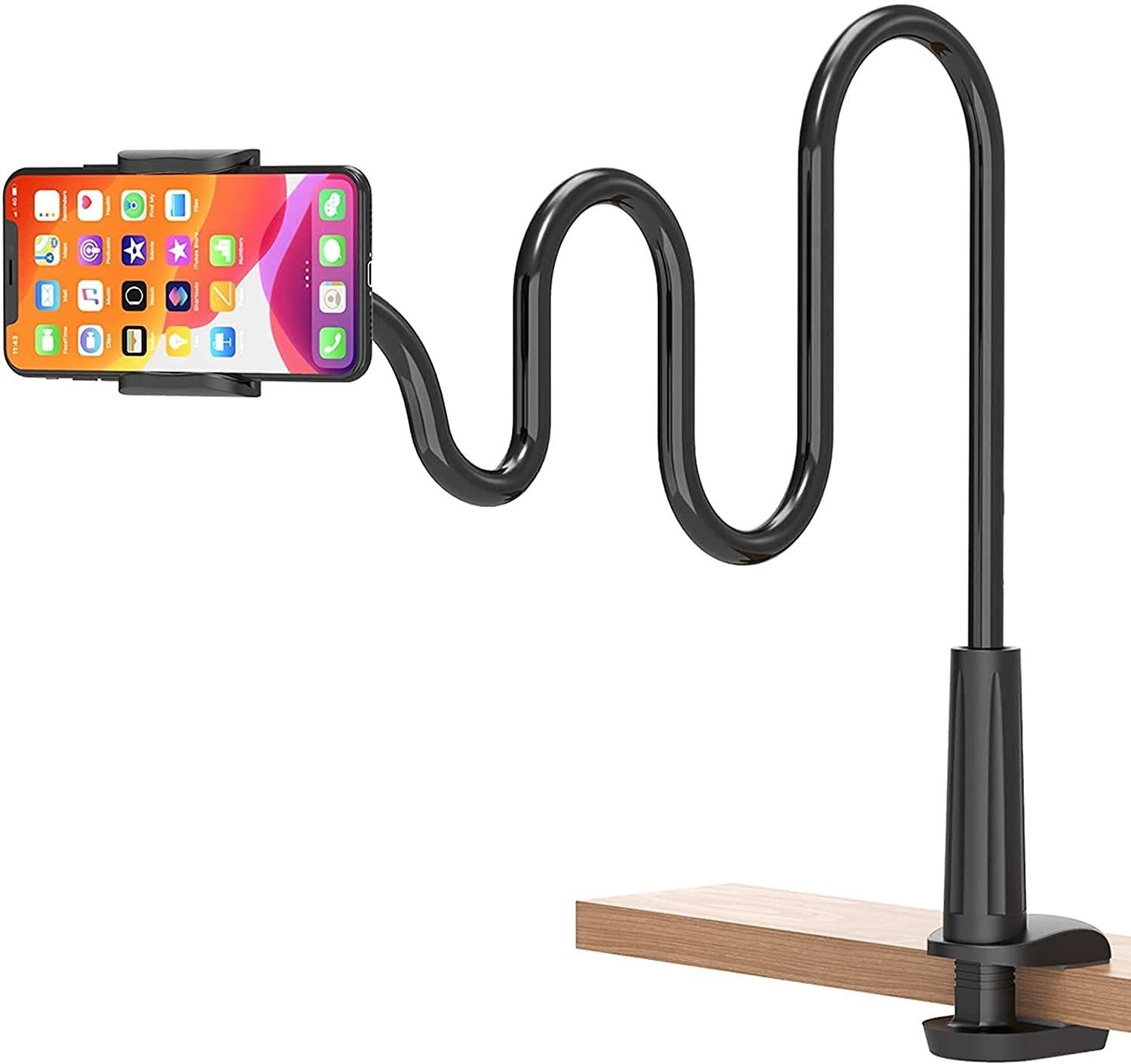 ROVNE Mobile Stand with Strong Long Arm and 360° Rotation for Table, Phone Holders and Tablet Holder (Black) Mobile Holder