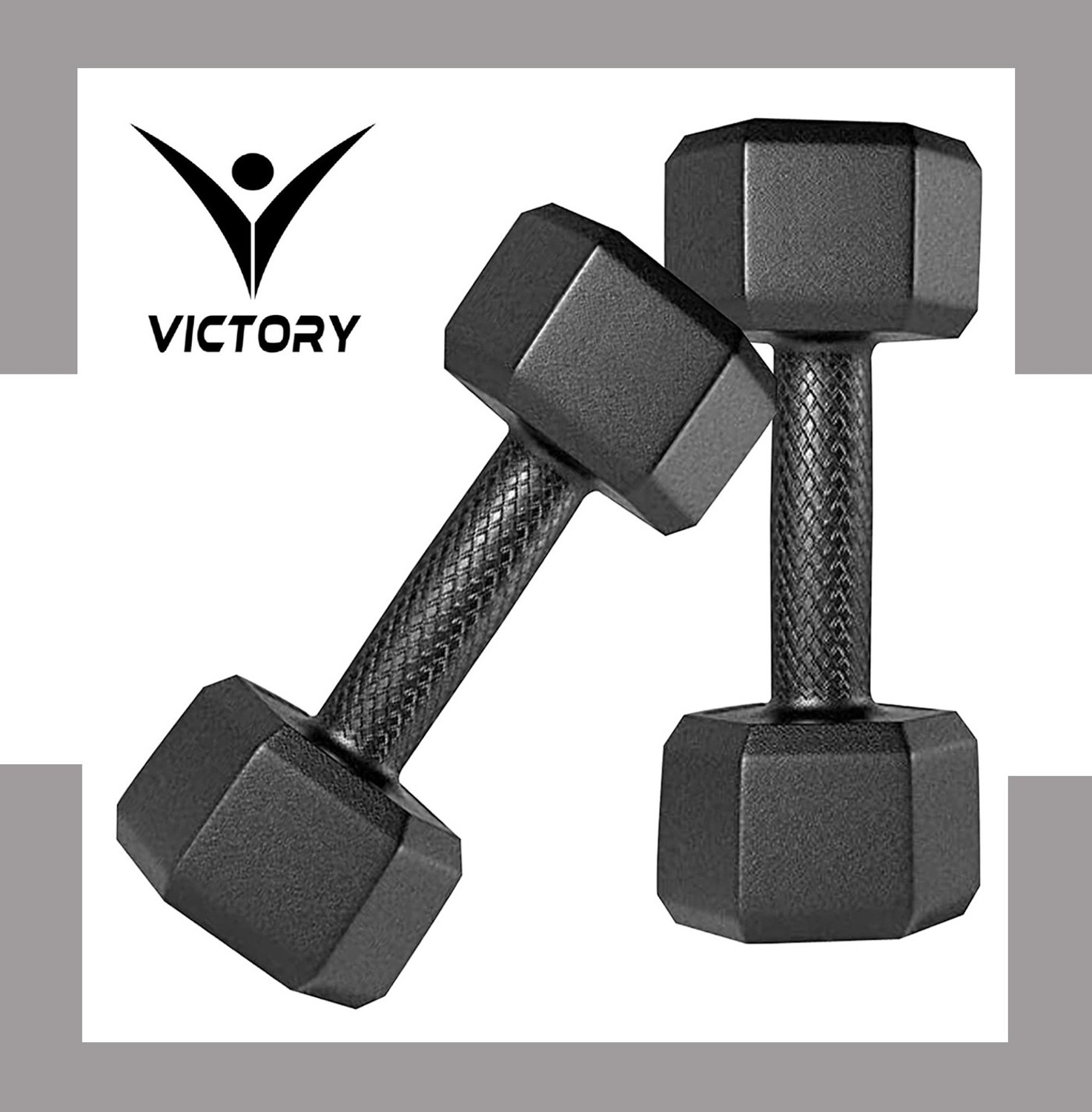 Image of VICTORY HEXA - 5 Kg Pair PVC Dumbbell ( 5 Kg x 2 ) for Home Gym & Fitness Fixed Weight Dumbbell (5 kg)
