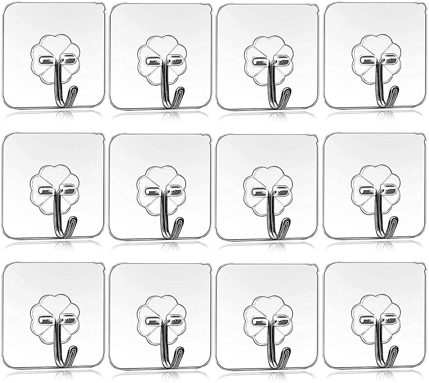 Image of RAVARIYA Set of 12 Adhesive Hooks for Wall Heavy Duty Self Adhesive Wall Hooks Hook 12 (Pack of 12)